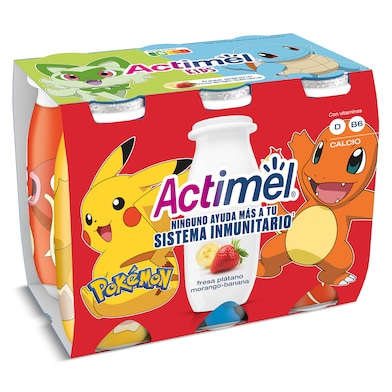 Yogur líquido de fresa y plátano Actimel pack 6 x 100 g-0