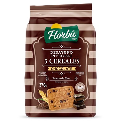 Galletas integrales con 5 cereales y chocolate Florbu bolsa 370 g-0 Galletas integrales con 5 cereales y chocolate Florbu bolsa 370 g-0