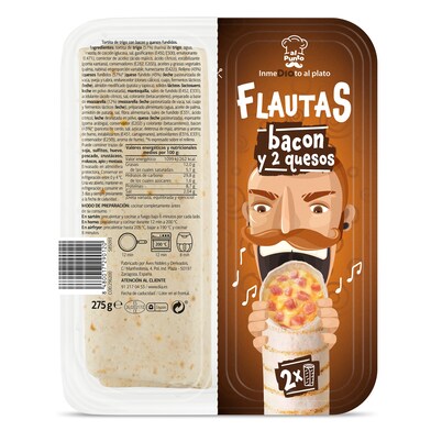 Flautas de bacon y 2 quesos Al Punto Dia bandeja 275 g-0 Flautas de bacon y 2 quesos Al Punto Dia bandeja 275 g-0