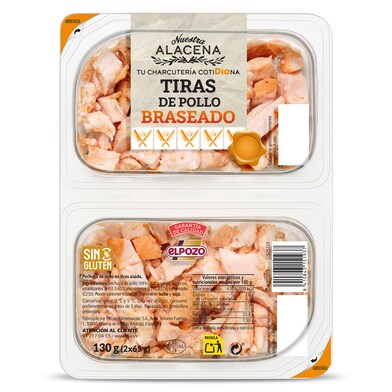 Tiras de pollo braseado Nuestra Alacena de Dia bandeja 2 x 65 g-0 Tiras de pollo braseado Nuestra Alacena de Dia bandeja 2 x 65 g-0