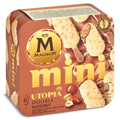 Helado mini bombón doble avellana Utopía 6 unidades Magnum caja 276 g-0 Helado mini bombón doble avellana Utopía 6 unidades Magnum caja 276 g-0