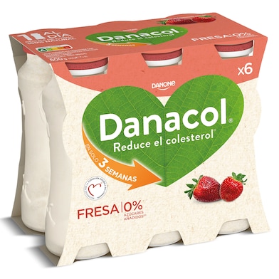 Bebida láctea de fresa Danacol pack 6 x 100 g-0