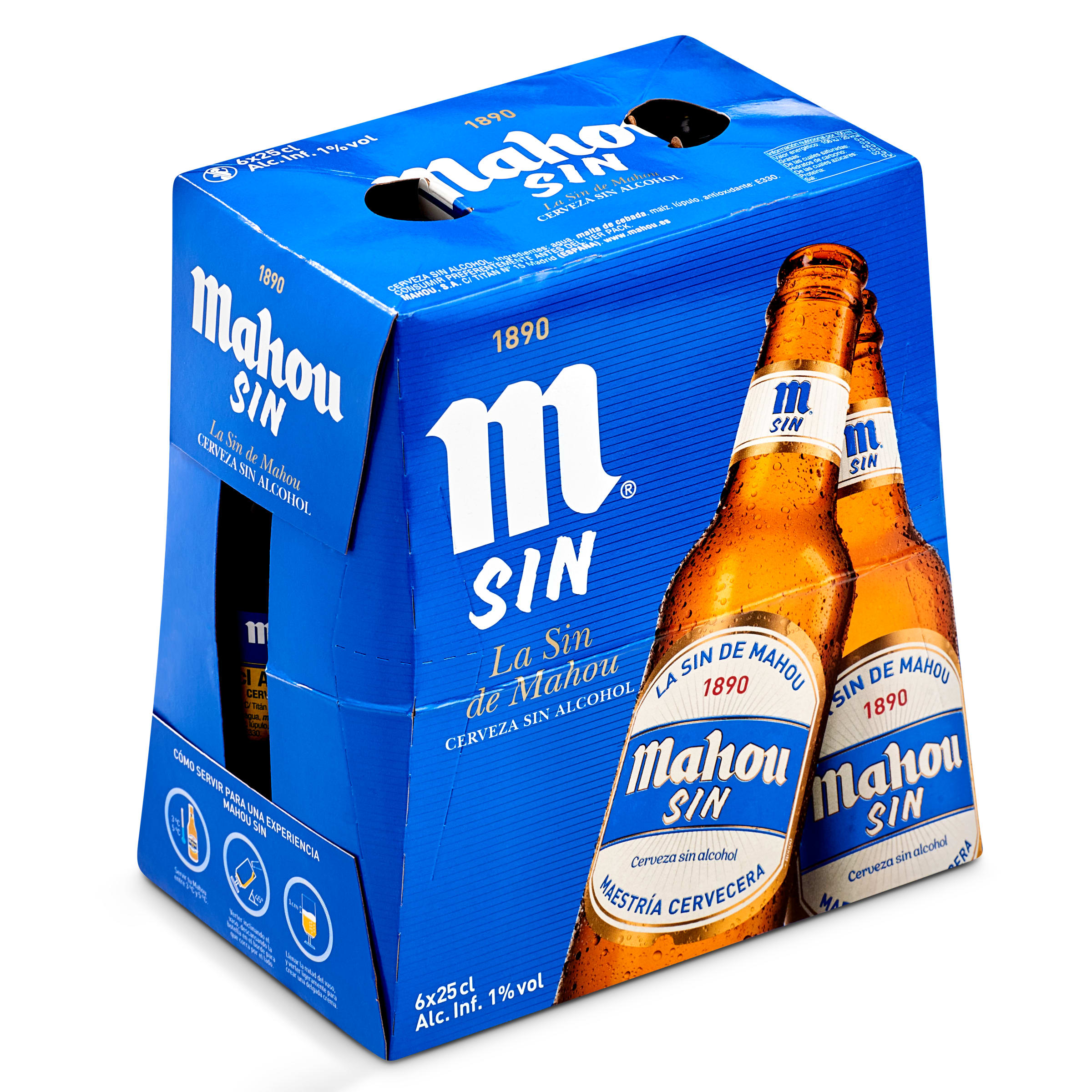 MAHOU cerveza sin alcohol pack 6 botellas 25 cl