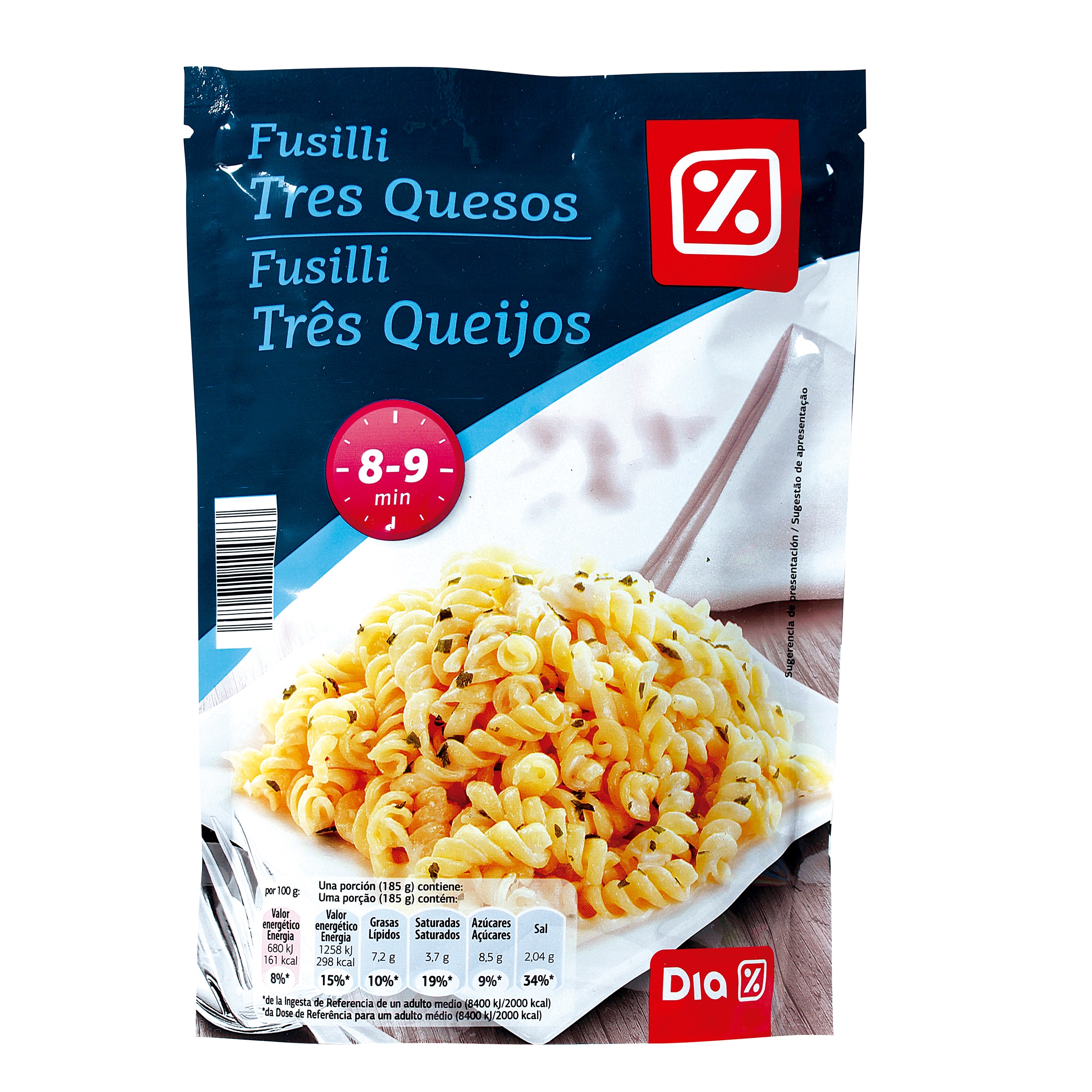 DIA fusilli 3 quesos con finas hierbas sobre 145 gr