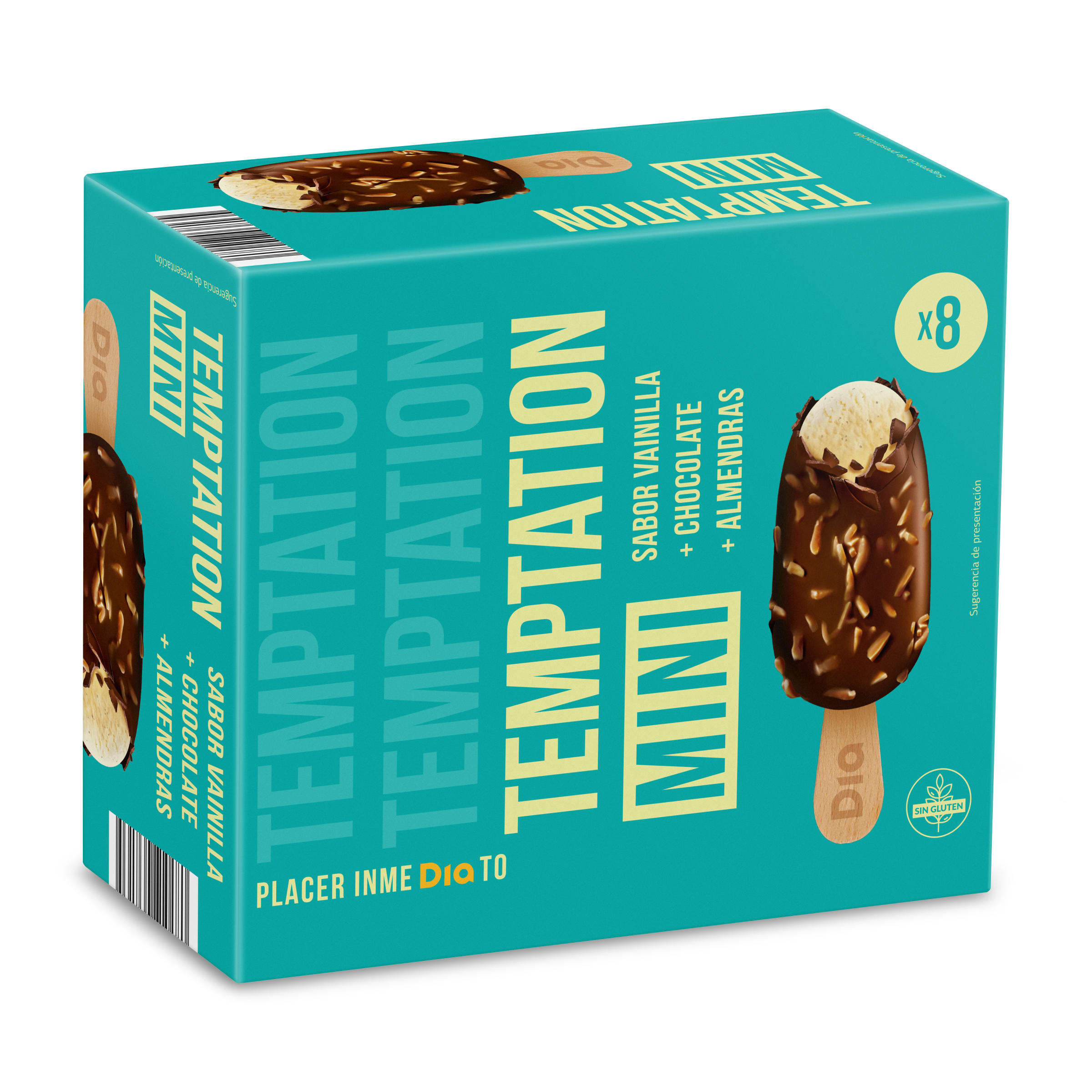 DIA TEMPTATION helado mini bombón almendrado caja 8 uds 288 gr