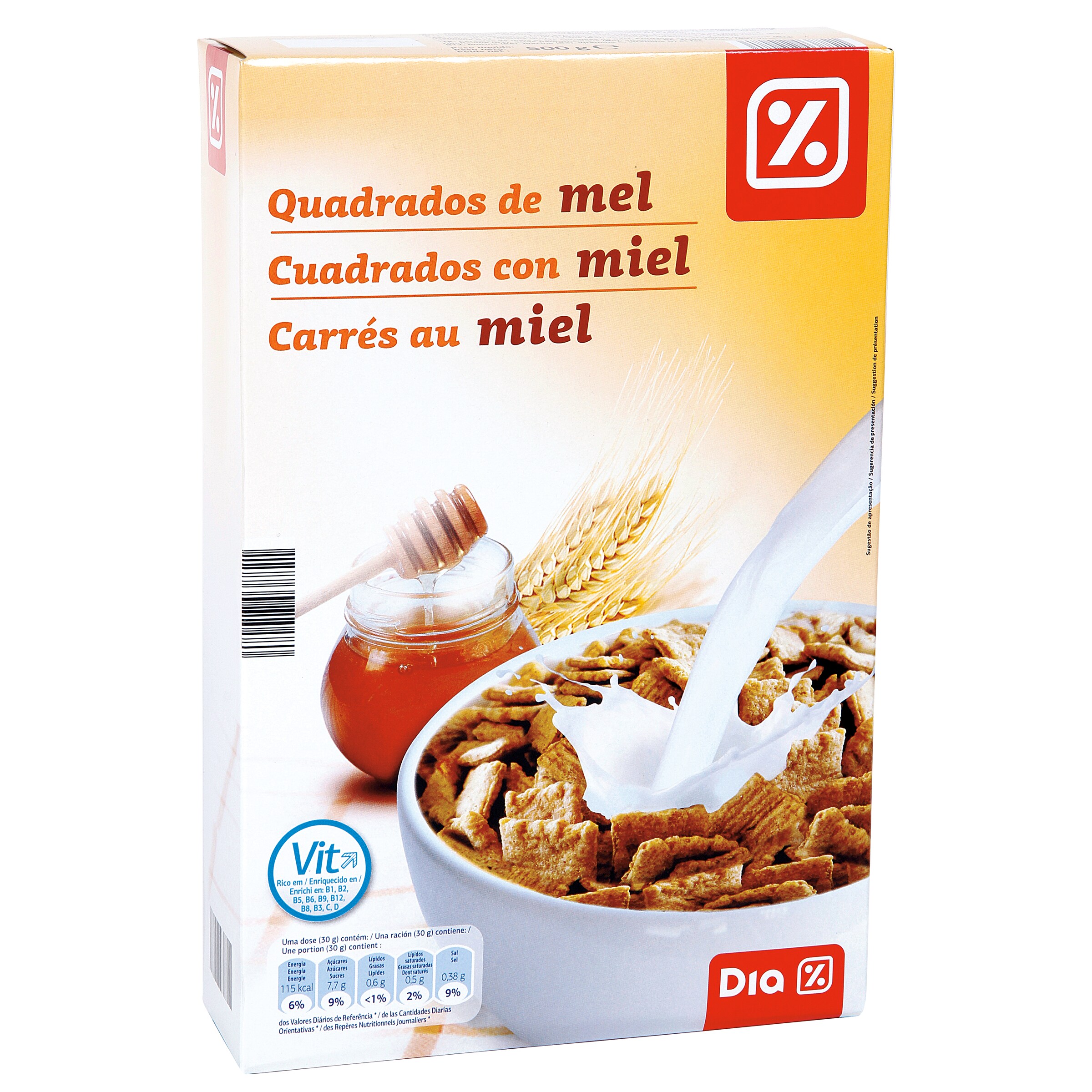 DIA cereales cuadrados con miel paquete 500 gr