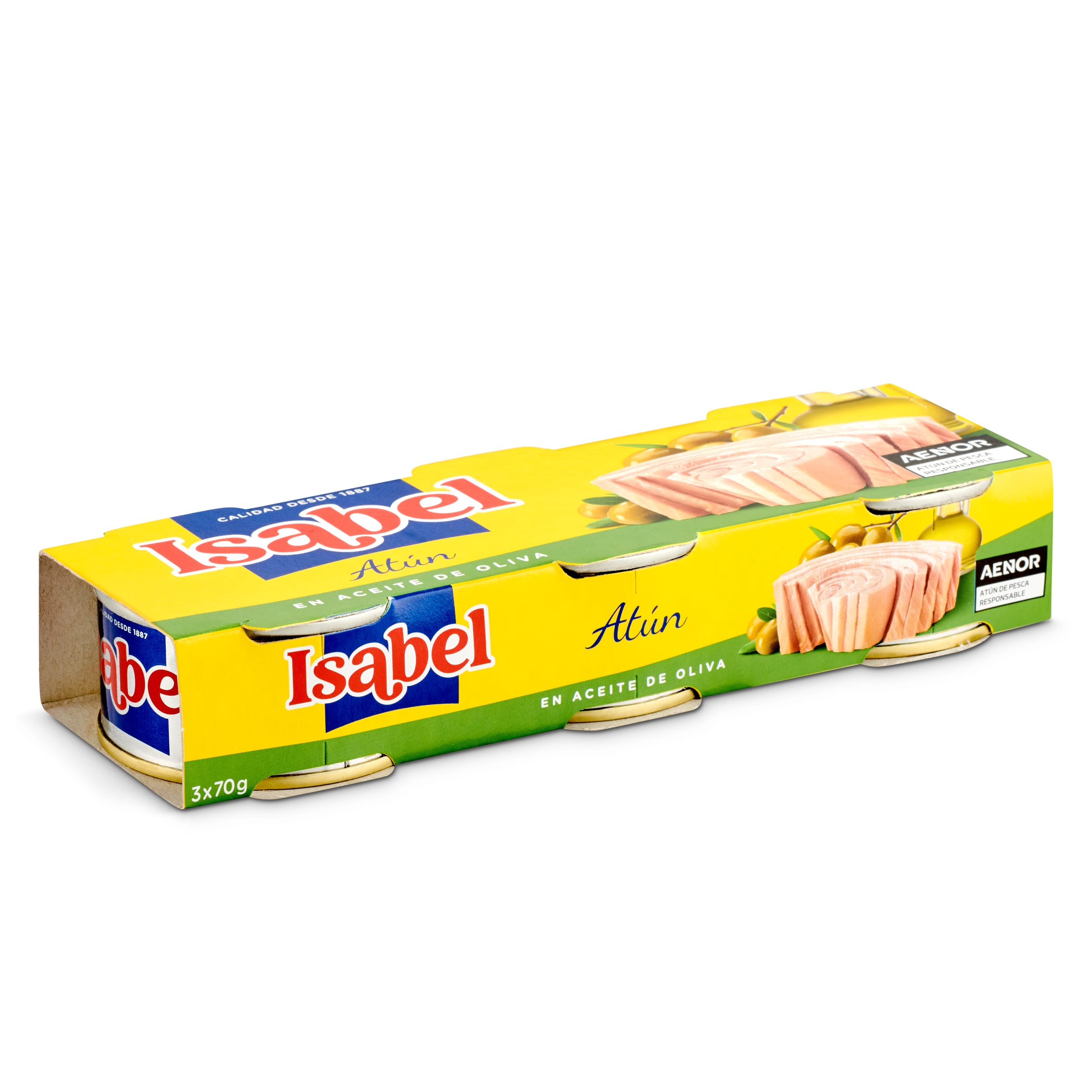 ISABEL atún en aceite de oliva pack 3 latas de 52 gr