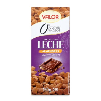 Chocolate con leche y almendras enteras 0% azúcares Valor 150 g-0