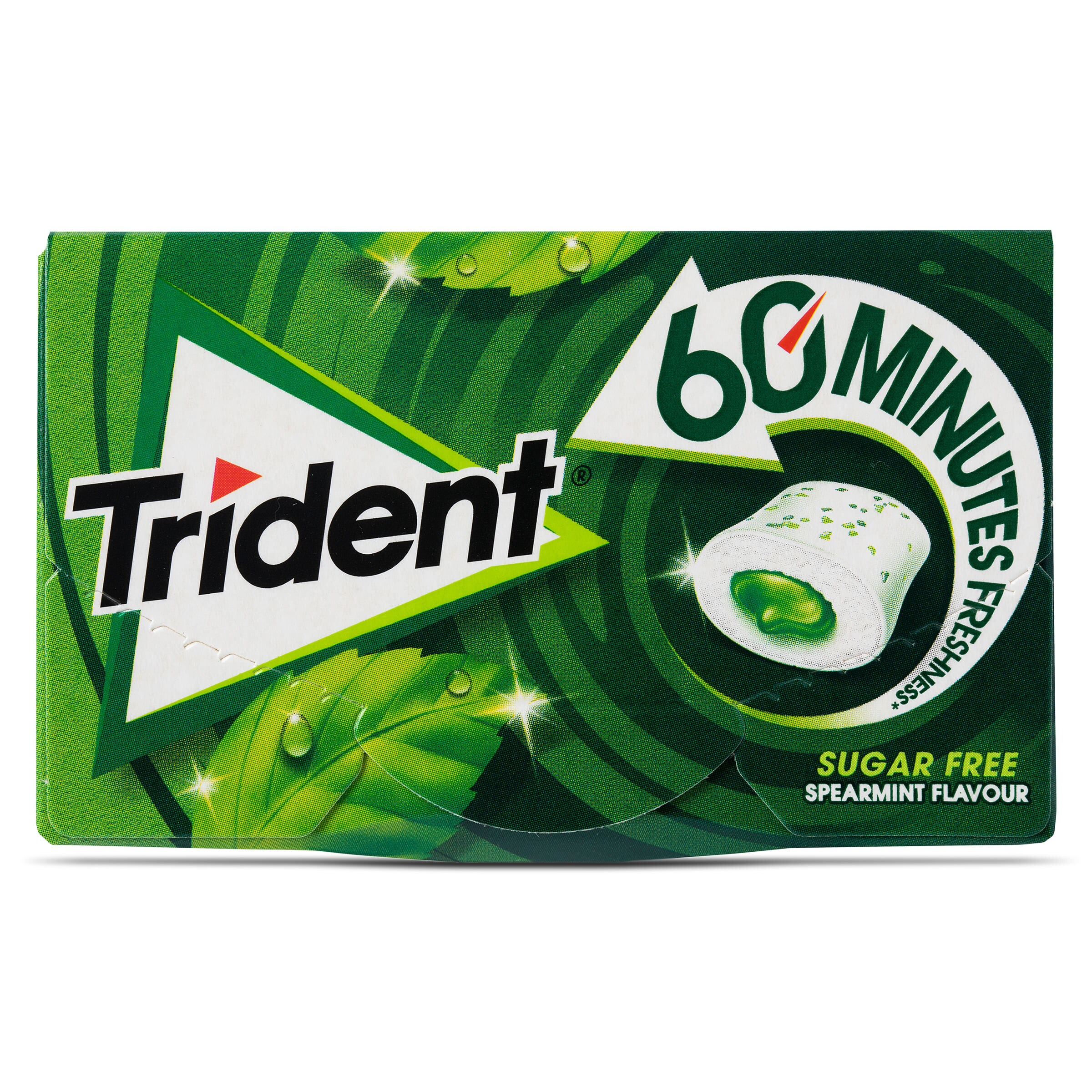 Chicles sabor hierbabuena 60 minutos sin azúcar Trident caja 22 g