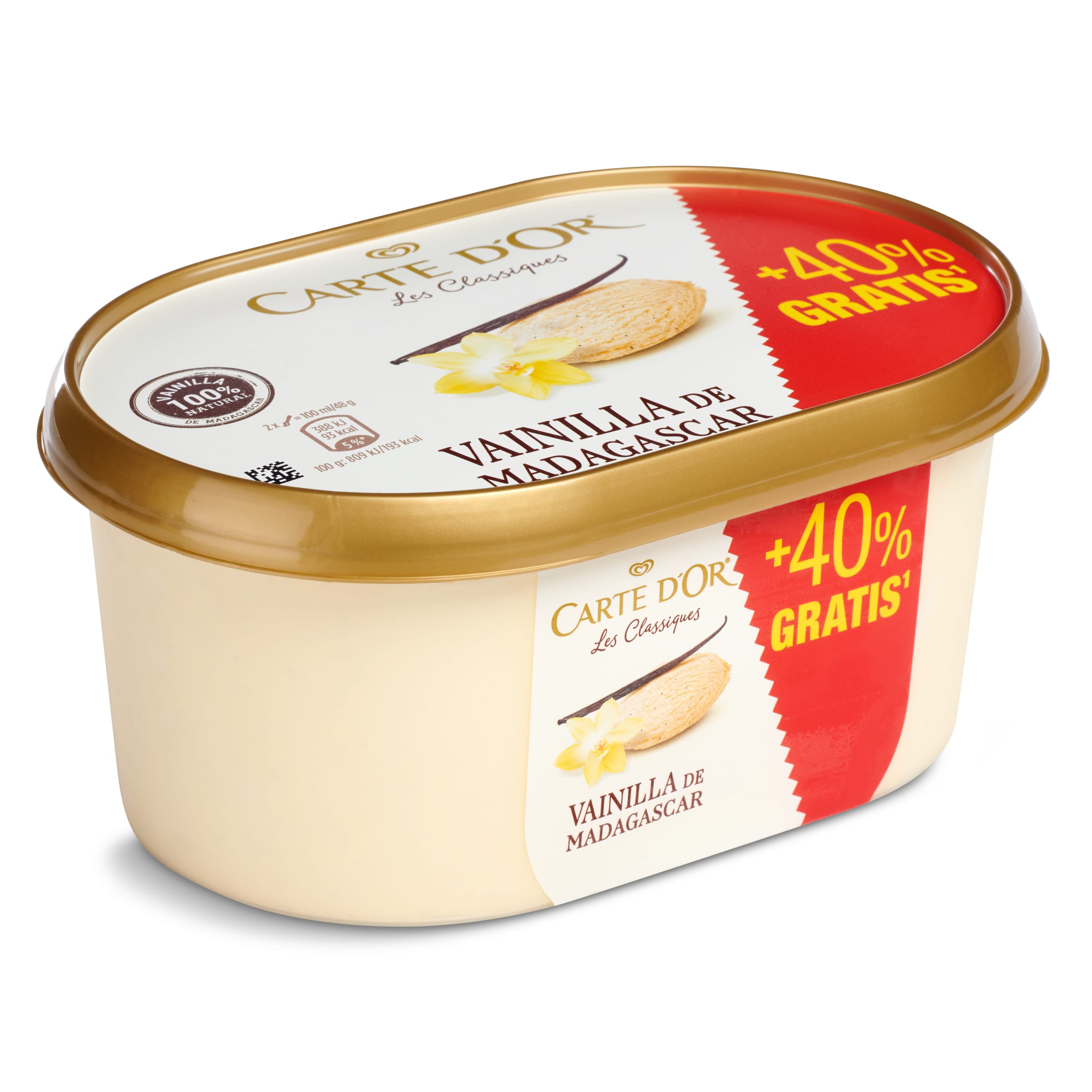 CARTE D' OR helado de vainilla de Madagascar barqueta 622 gr