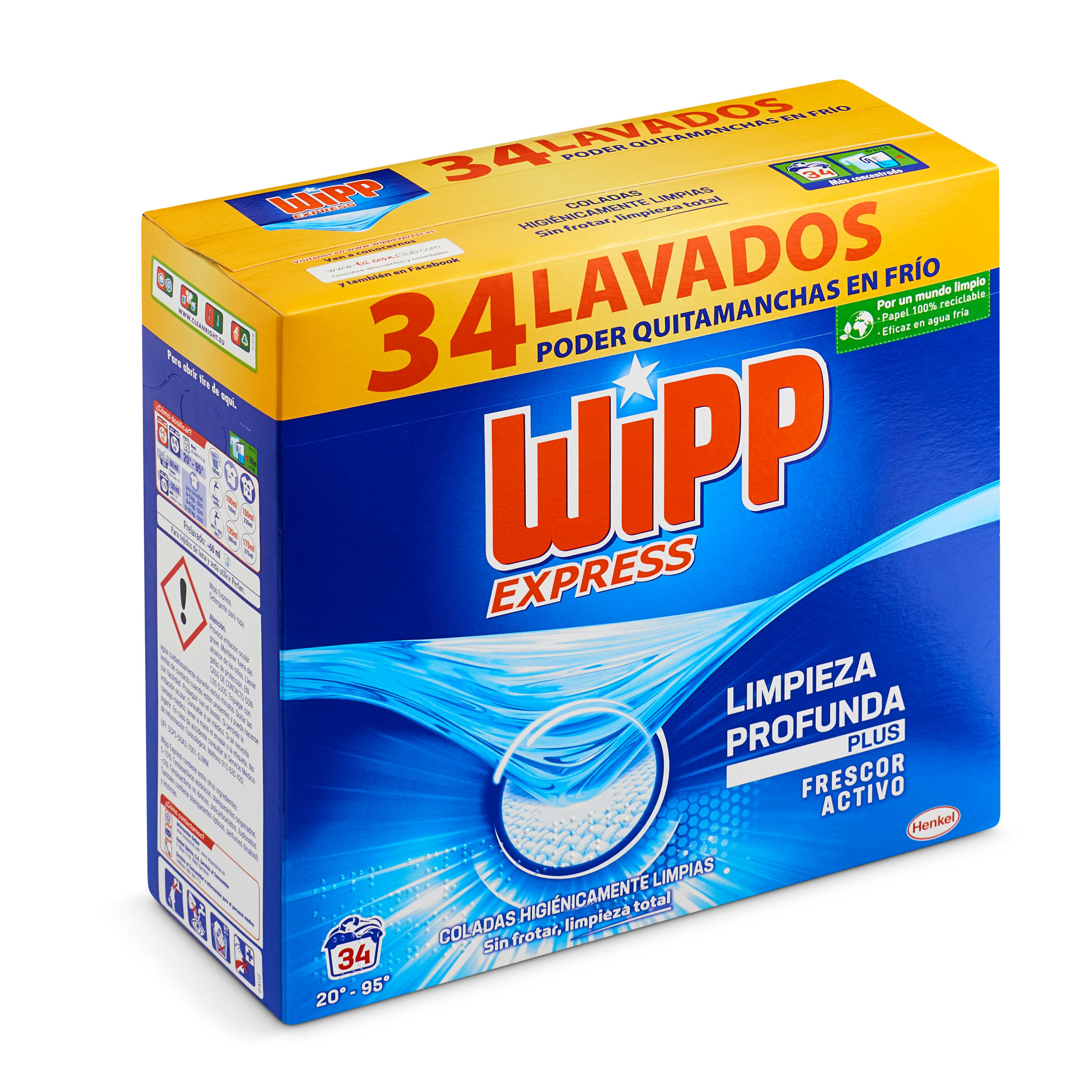 WIPP EXPRESS detergente máquina polvo maleta 34 cacitos