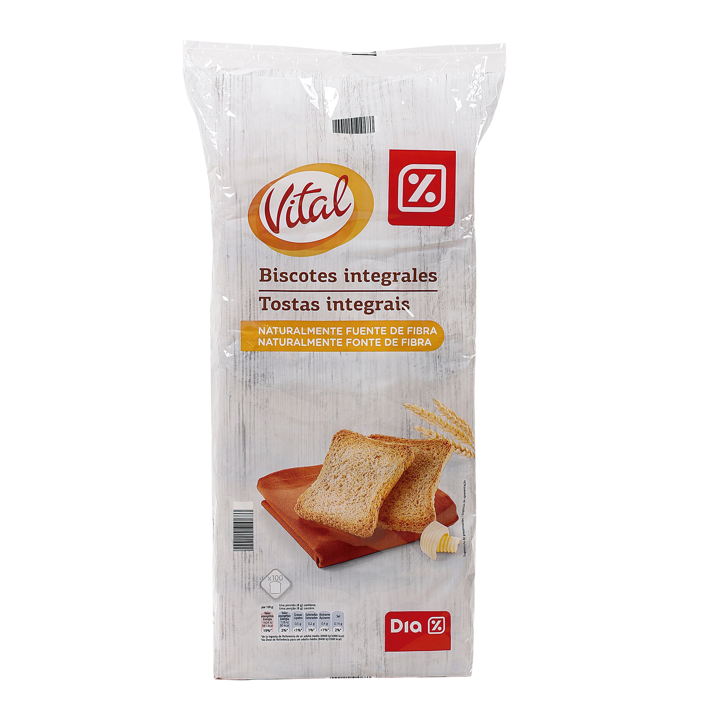 DIA VITAL biscotes integrales paquete 800 gr