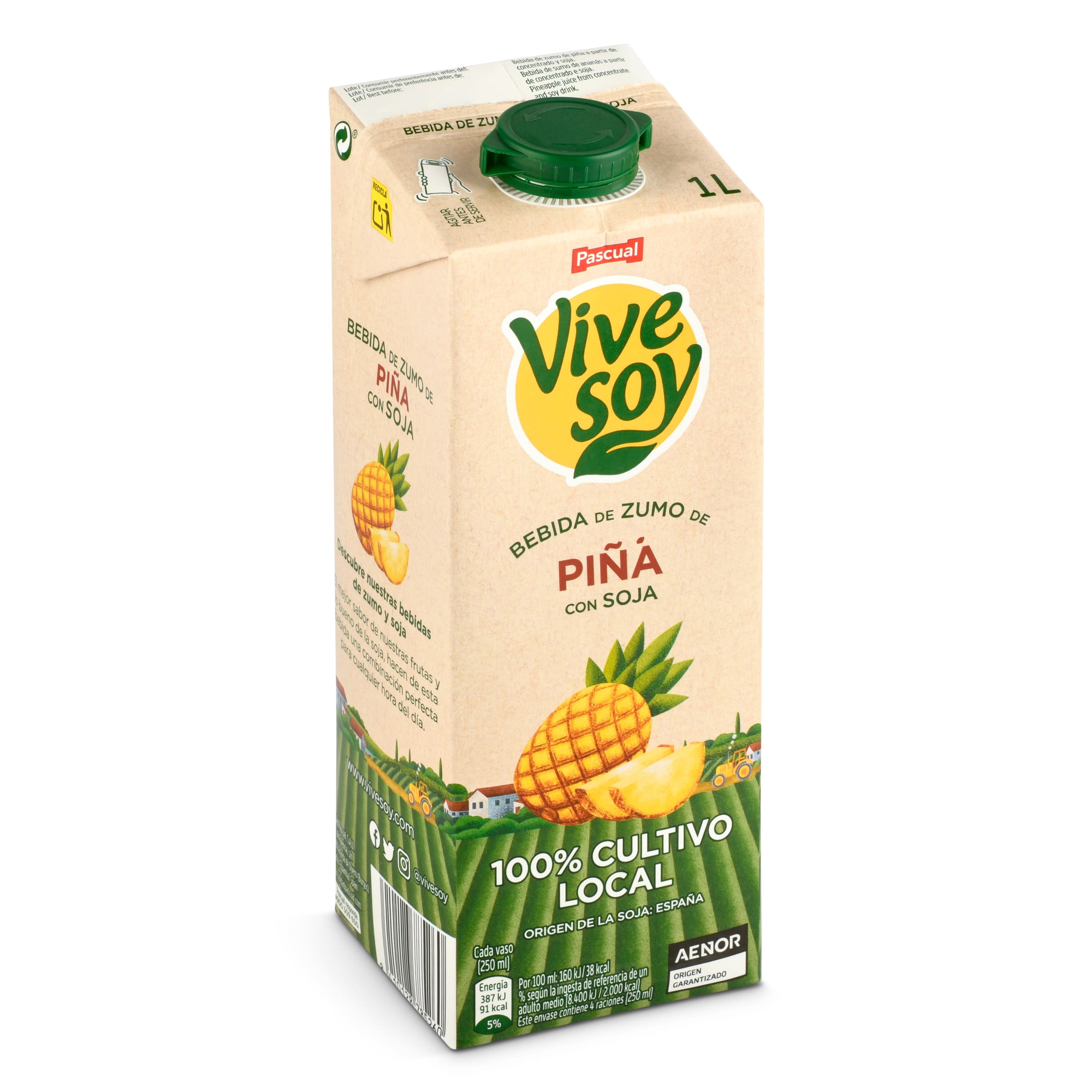 VIVESOY bebida de zumo de piña y soja envase 1 lt