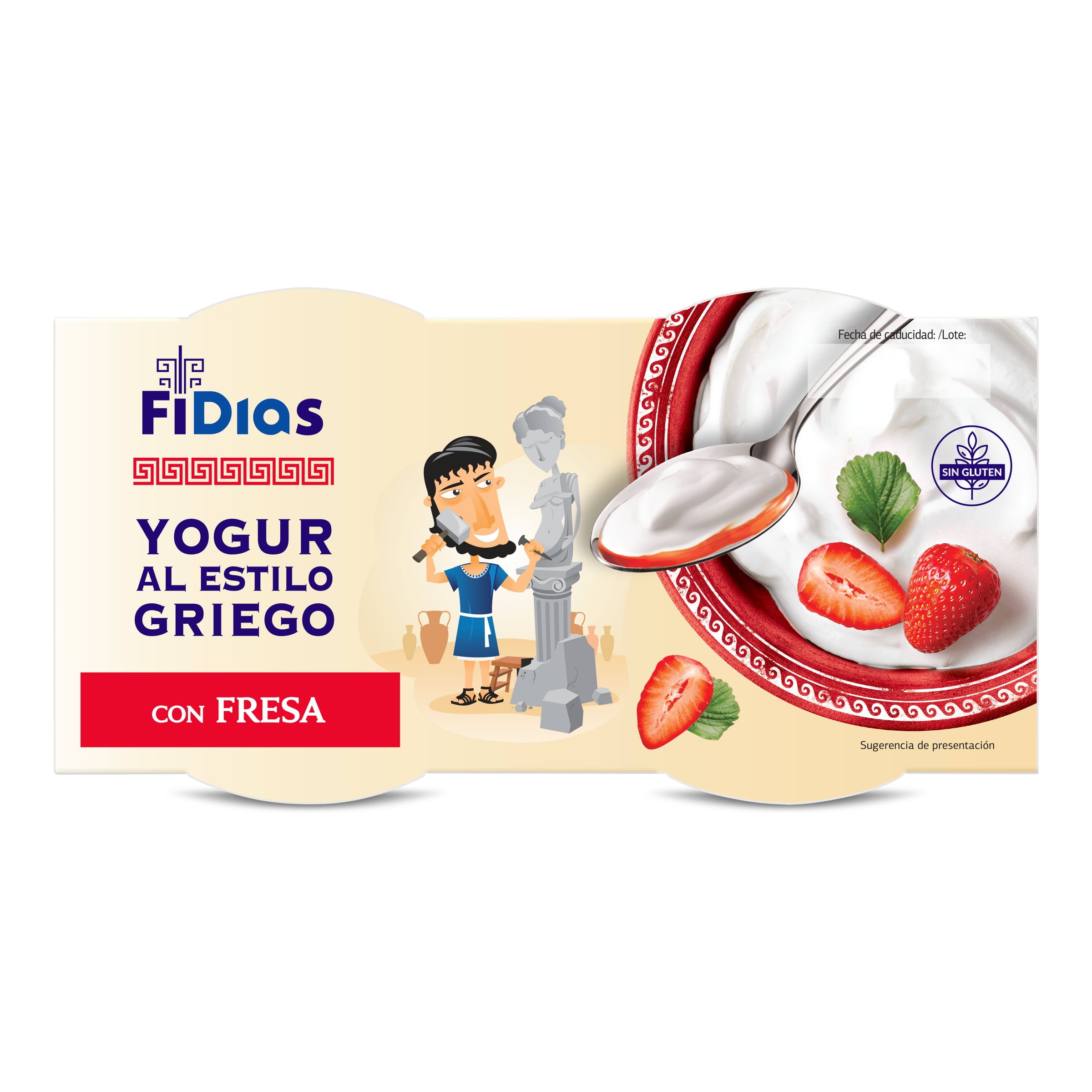 yogur griego con fresas sin gluten pack 4