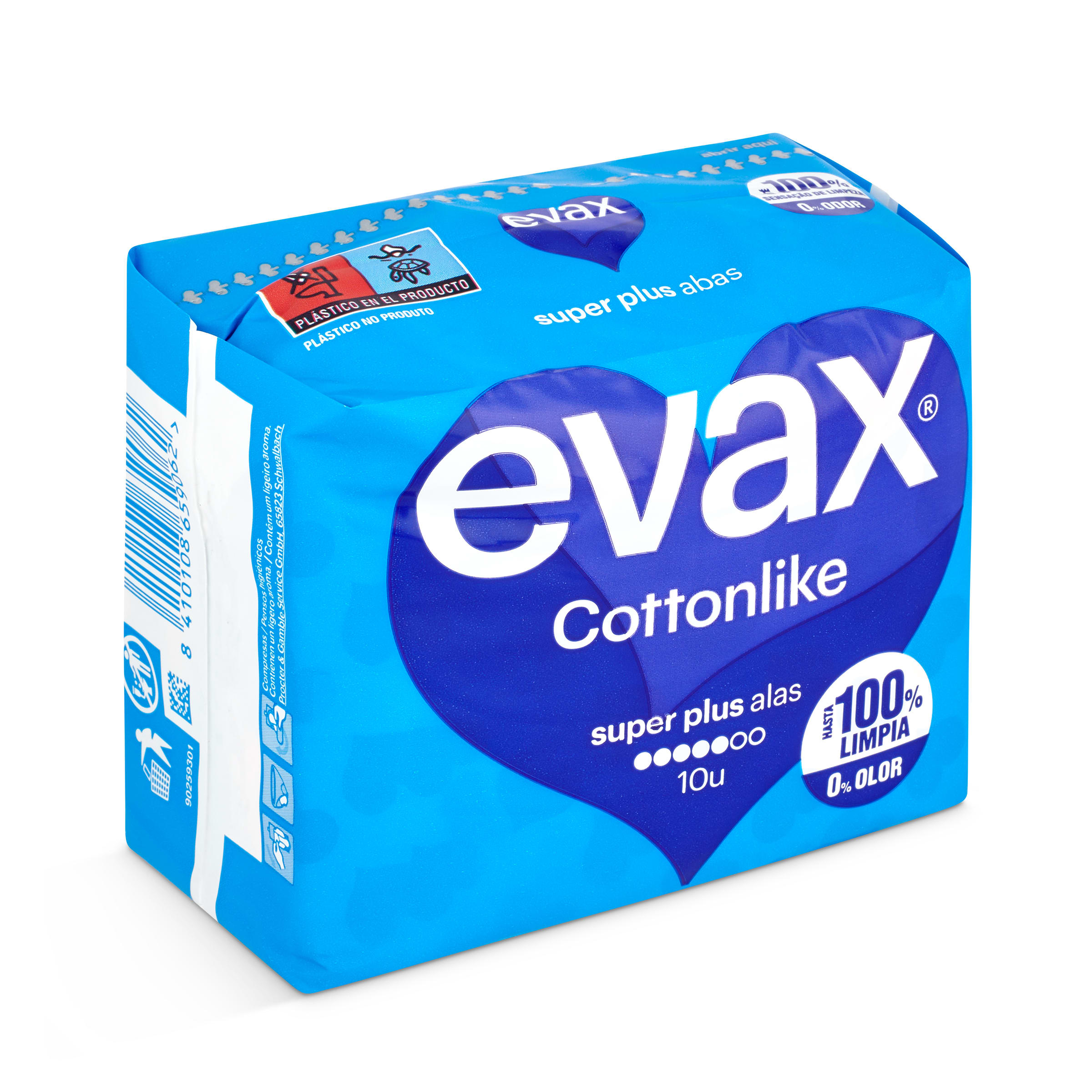 EVAX Cottonlike compresa super plus con alas bolsa 10 uds