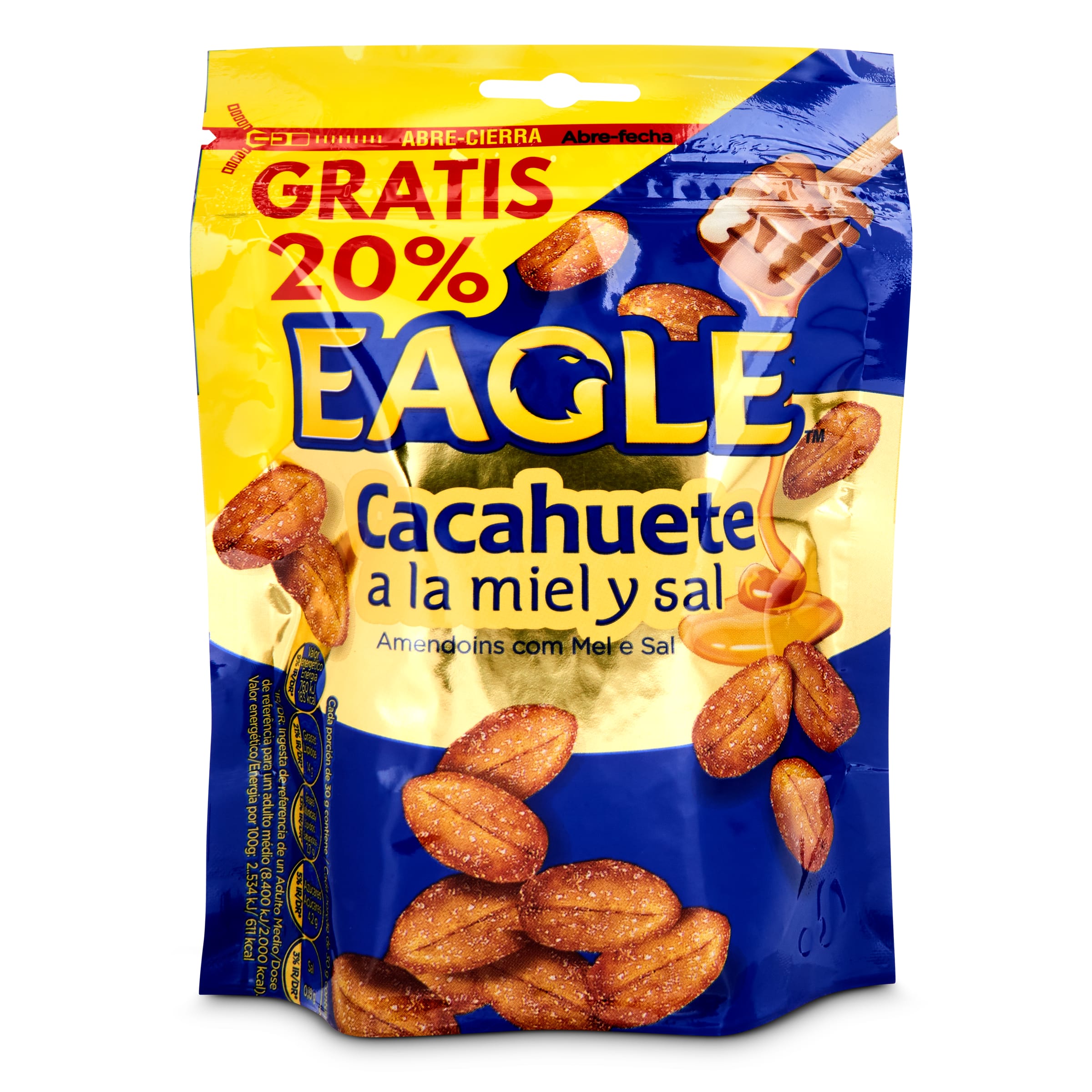 EAGLE cacahuete frito con miel y sal bolsa 90 gr
