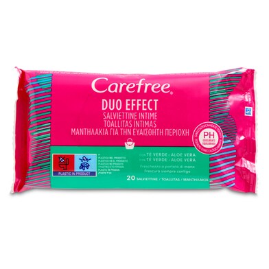Toallitas íntimas con aloe vera Carefree bolsa 20 unidades-0 Toallitas íntimas con aloe vera Carefree bolsa 20 unidades-0