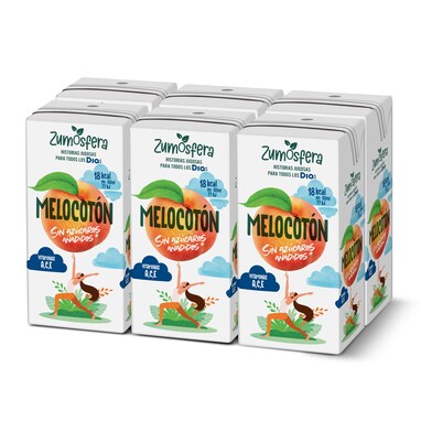 Bebida de zumo de melocotón sin azúcares añadidos Saborfera de Dia pack 6 x 200 ml-0 Bebida de zumo de melocotón sin azúcares añadidos Saborfera de Dia pack 6 x 200 ml-0