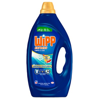 Detergente máquina líquido limpio y liso Wipp Express botella 28 lavados-0