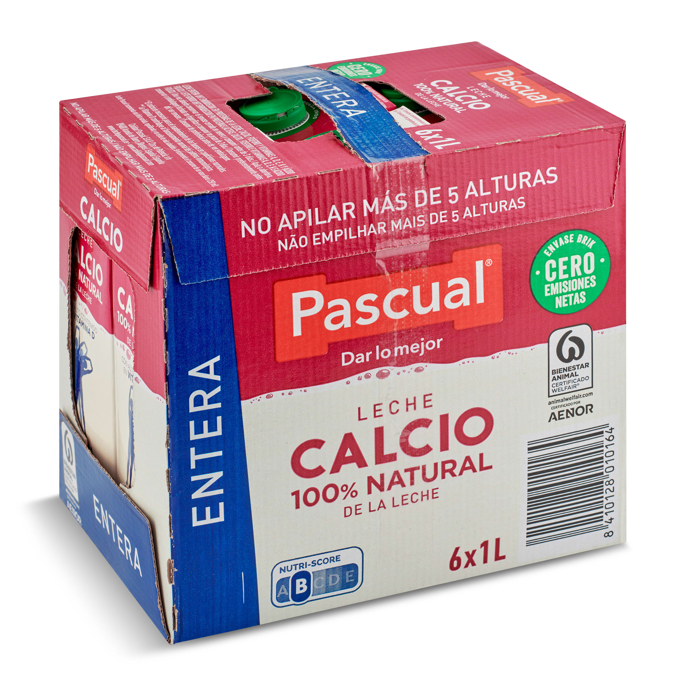 PASCUAL leche entera calcio envase 1 lt PACK 6