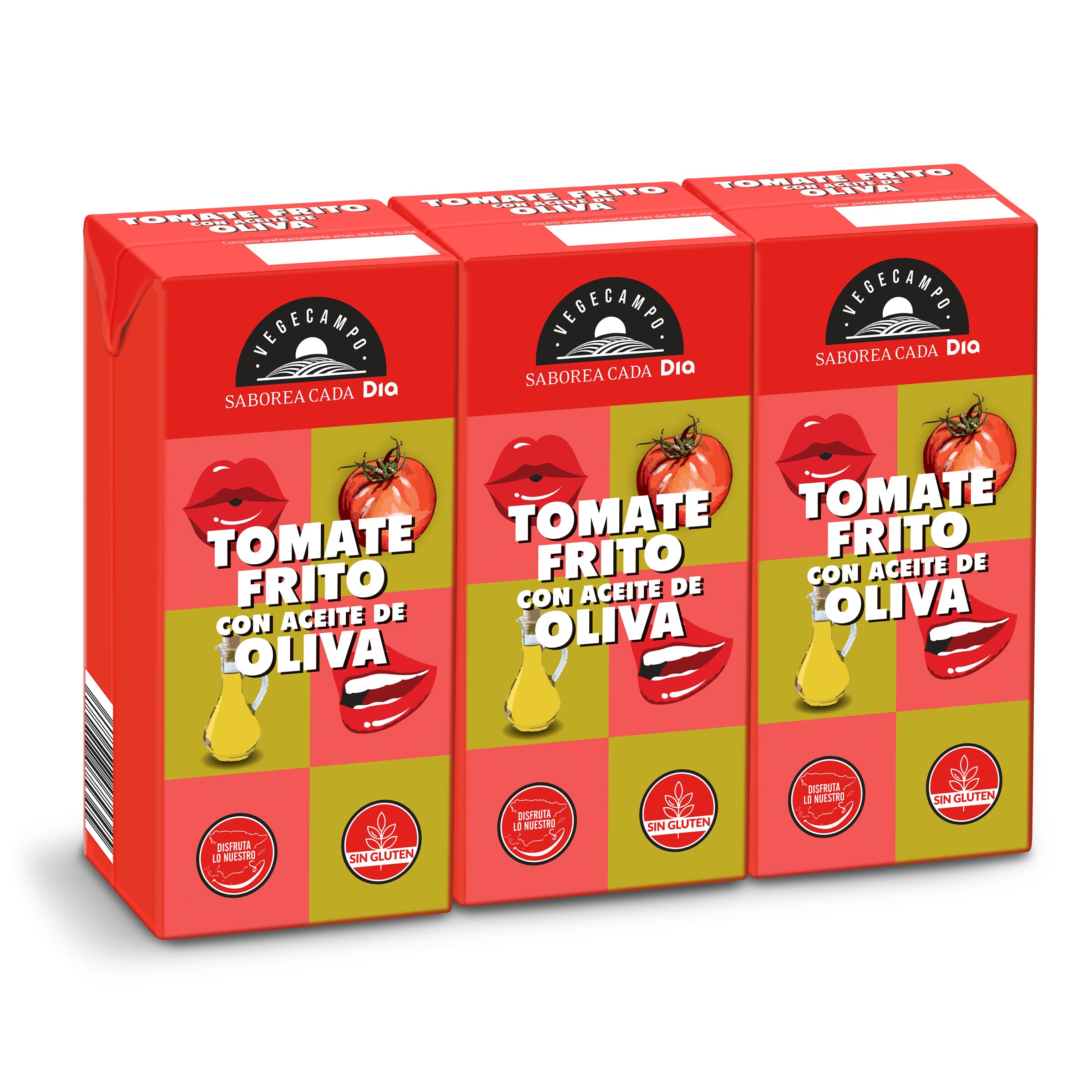 DIA VEGECAMPO tomate frito con aceite de oliva pack 3 unidades 390 gr