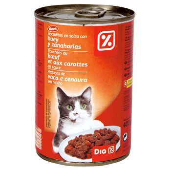 DIA alimento  para gatos bocaditos buey y legumbres lata 400 gr