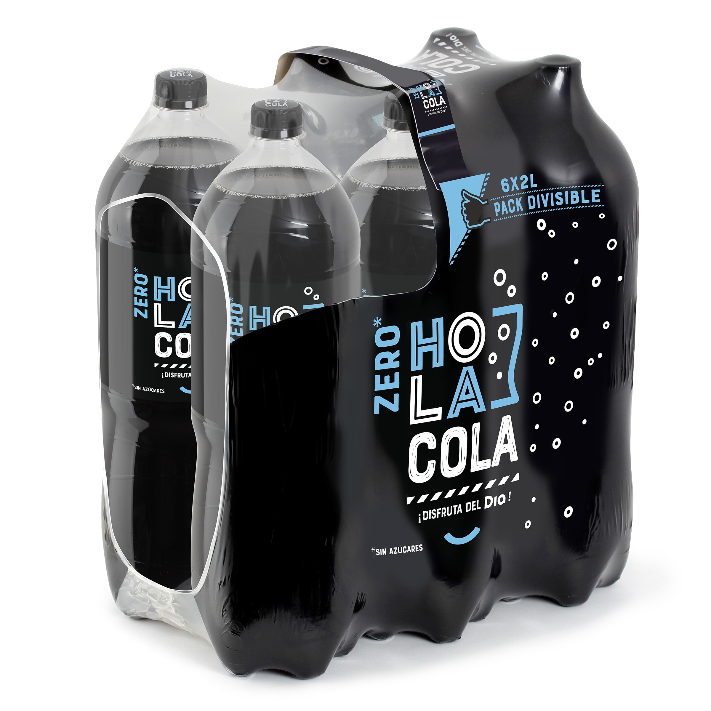 Refresco de cola zero HOLA COLA pack 6 unidades BOTELLA 2 LT