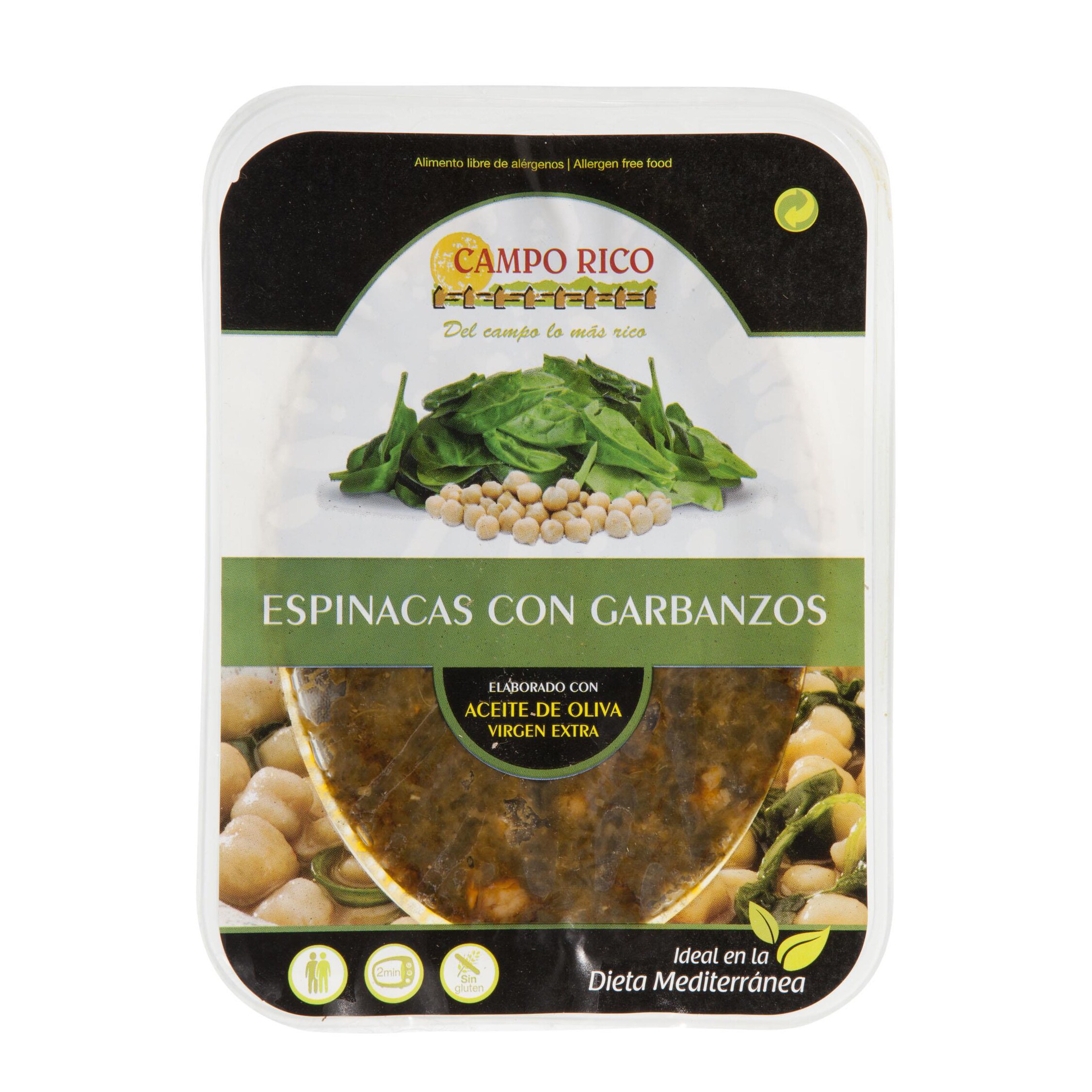 HUERTA CAMPORICO espinacas con garbanzos bandeja 360 gr