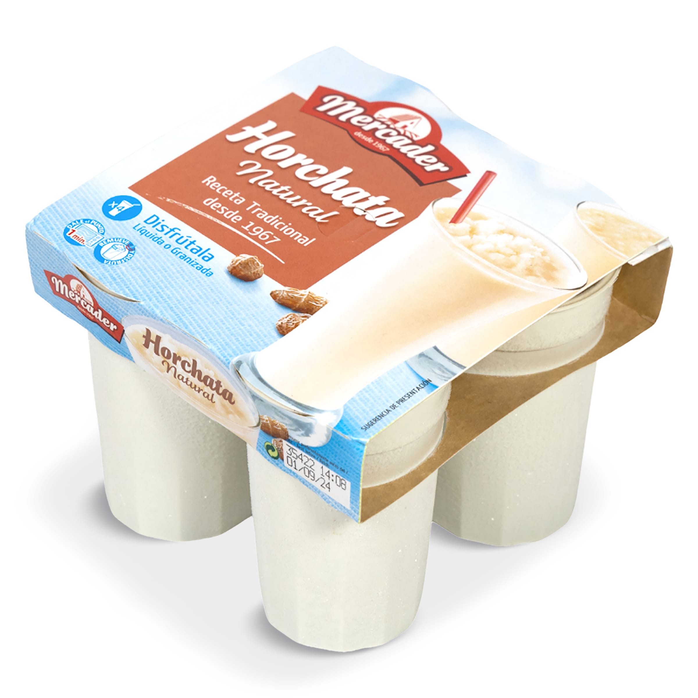 Granizado de horchata natural Mercader vaso 4 x 190 g