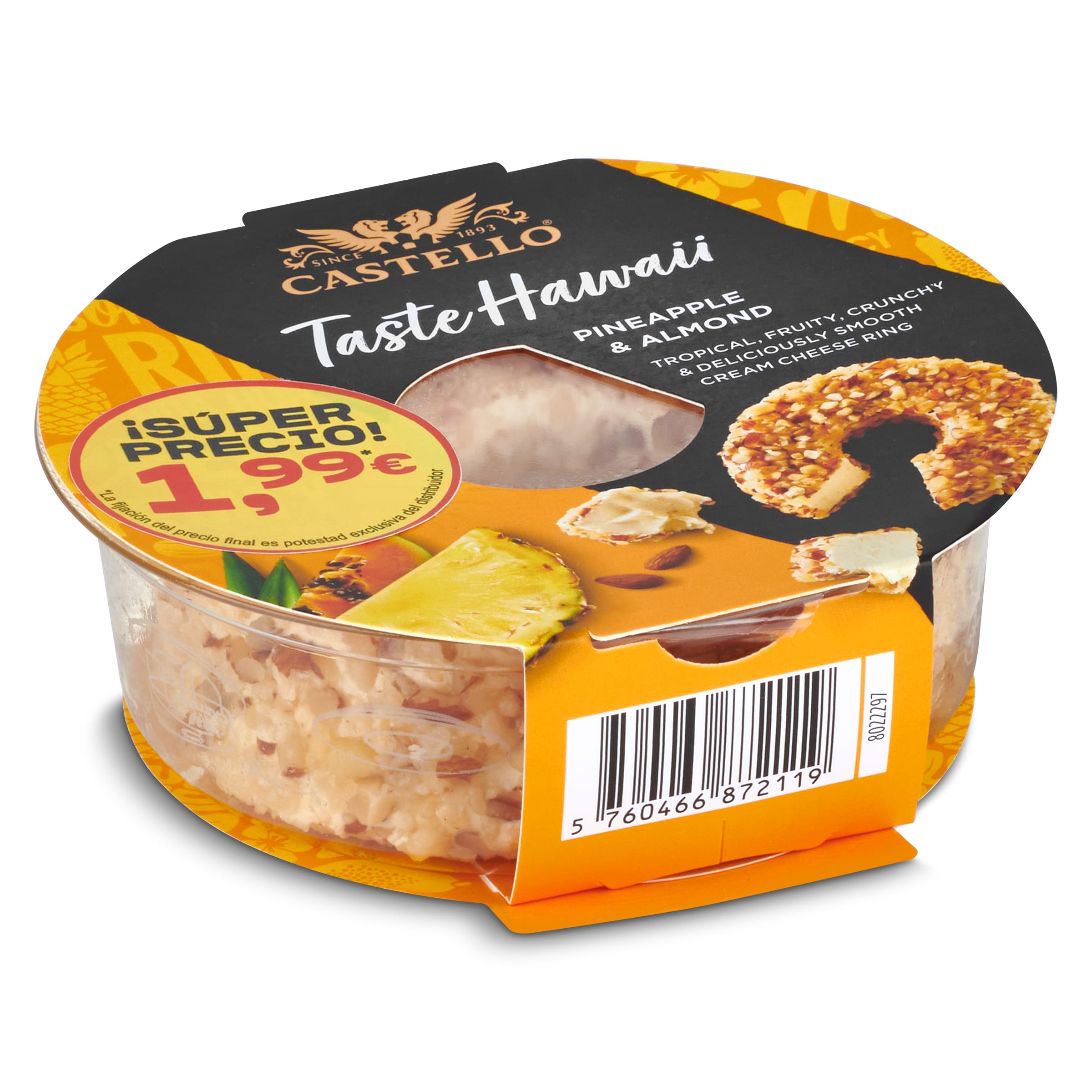 CASTELLO queso para untar blanco con piña envase 125 gr