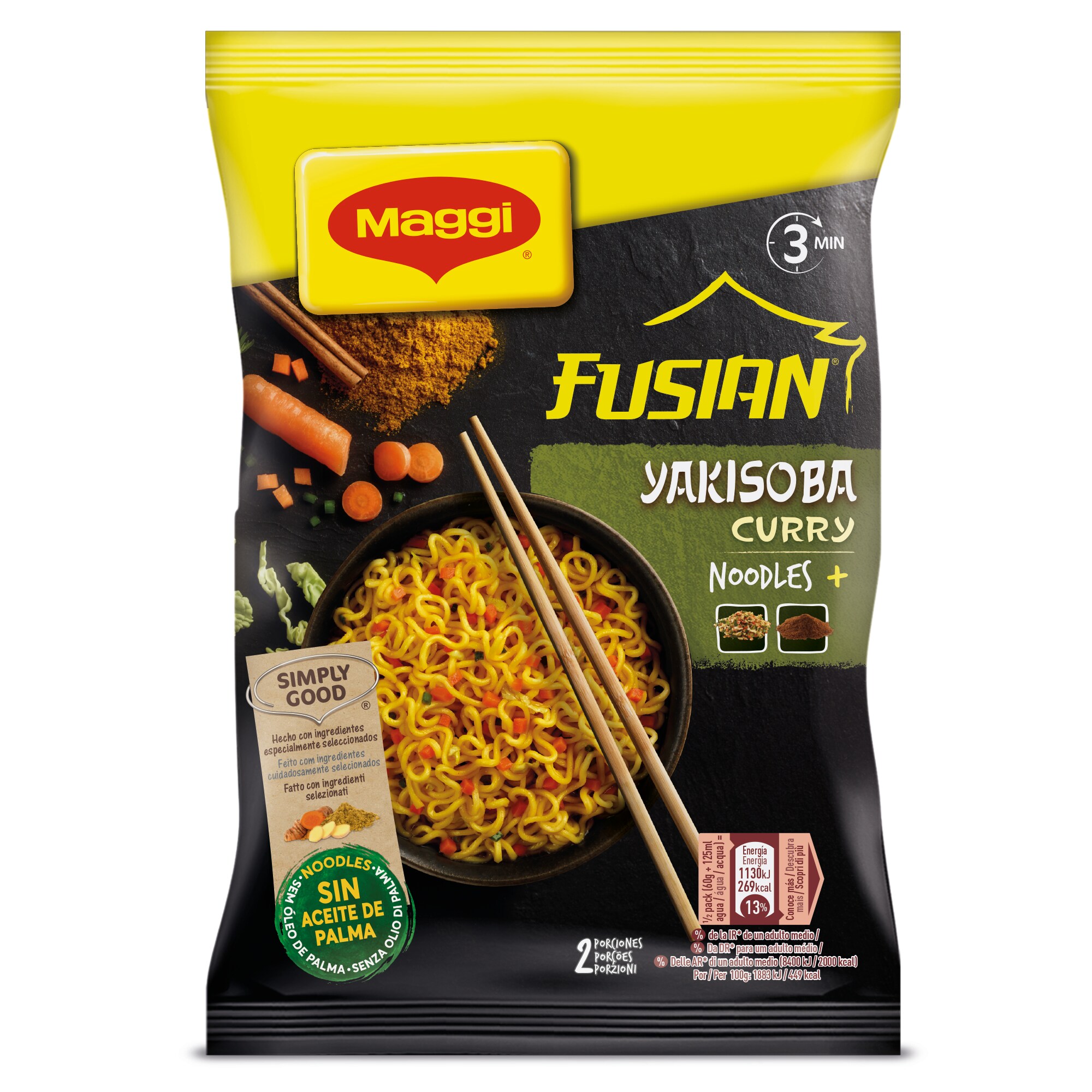 MAGGI pasta oriental yakisoba curry sobre 120 gr
