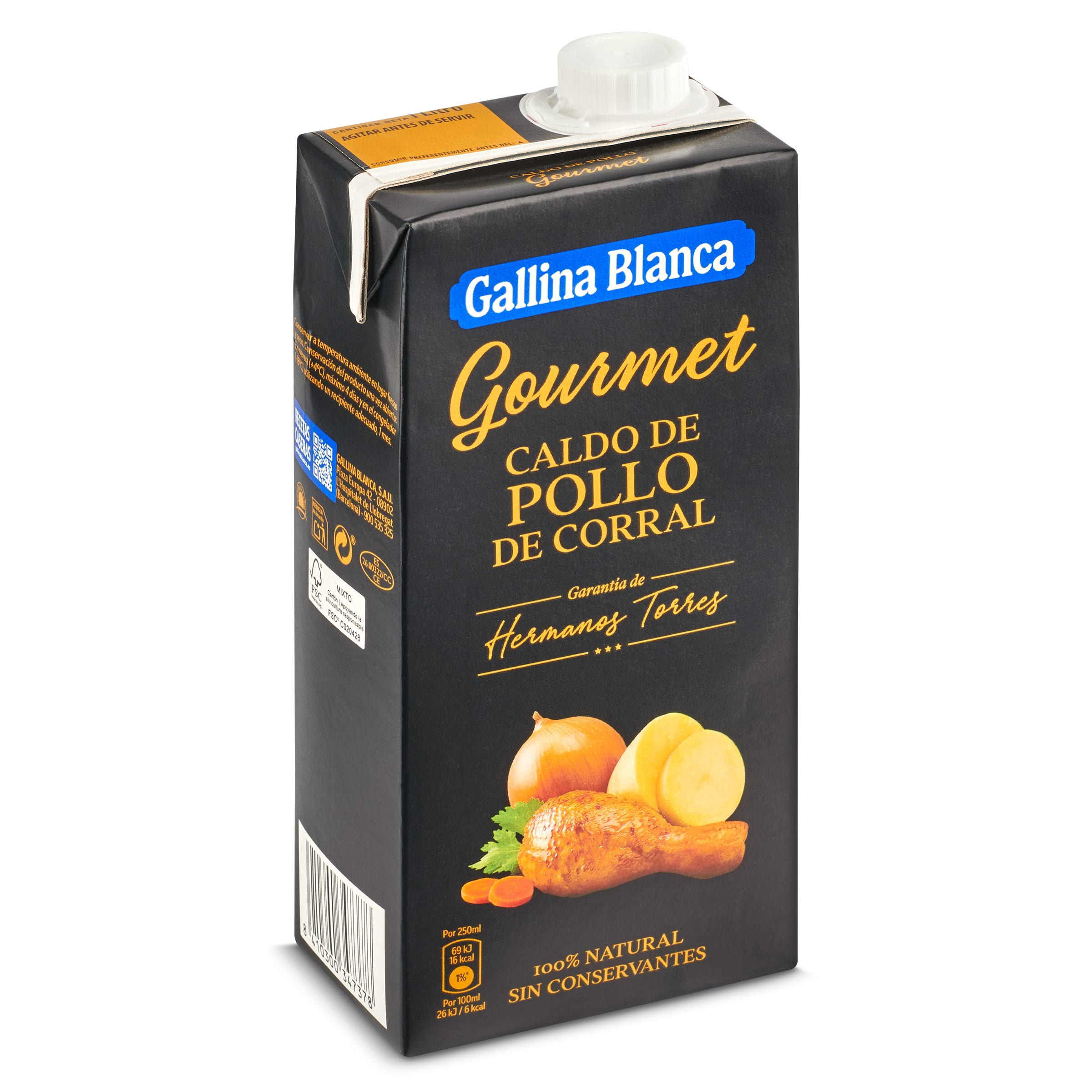 GALLINA BLANCA Gourmet caldo de pollo de corral 100% natural envase 1 lt