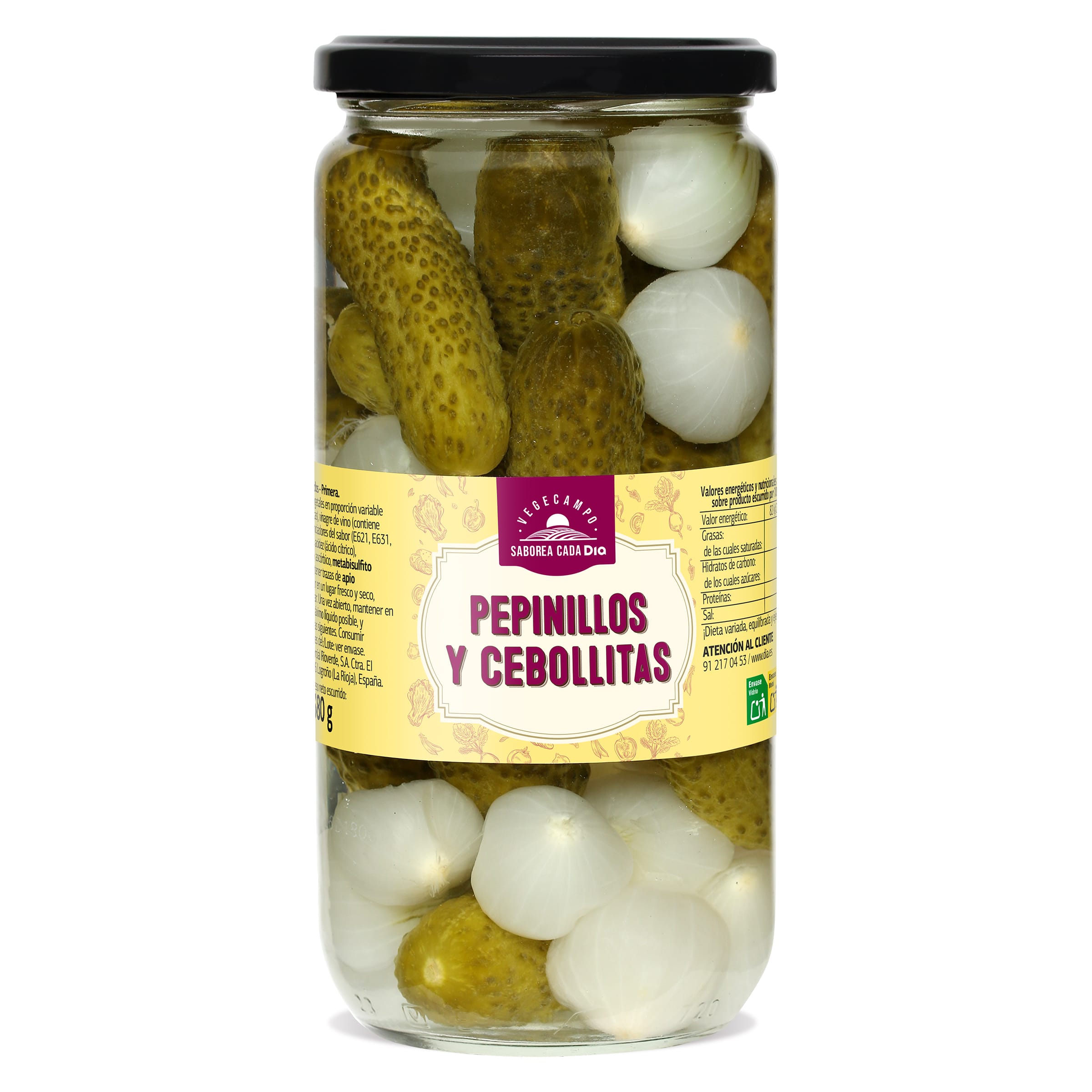 DIA VEGECAMPO cebollitas y pepinillos frasco 380 gr