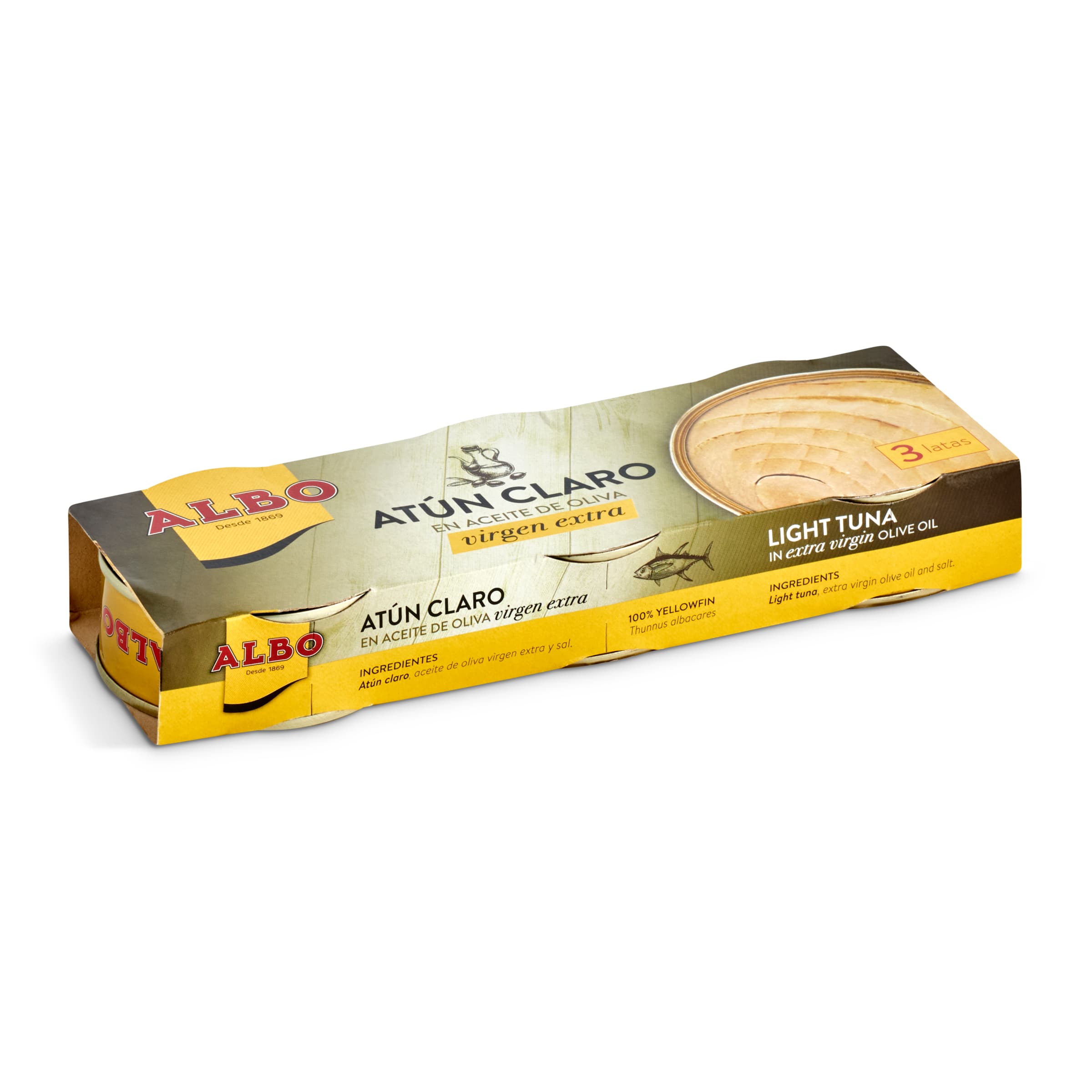 ALBO atún claro en aceite de oliva virgen extra pack 3 latas de 48 gr
