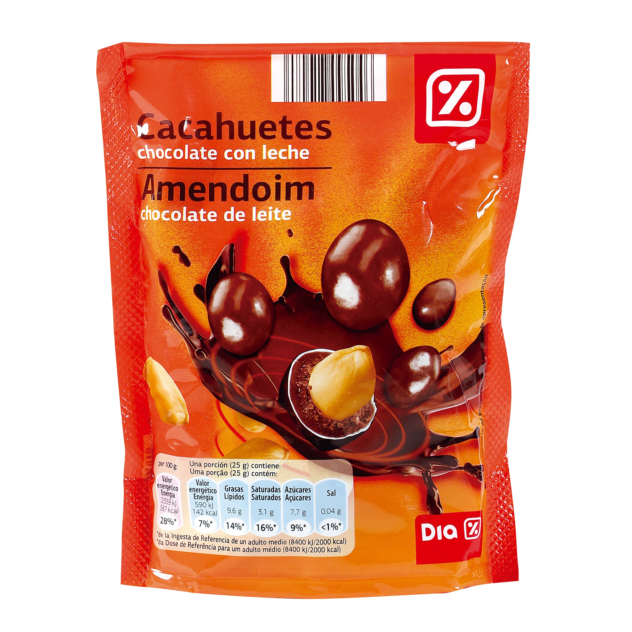 DIA cacahuetes recubiertos de chocolate bolsa 250 gr