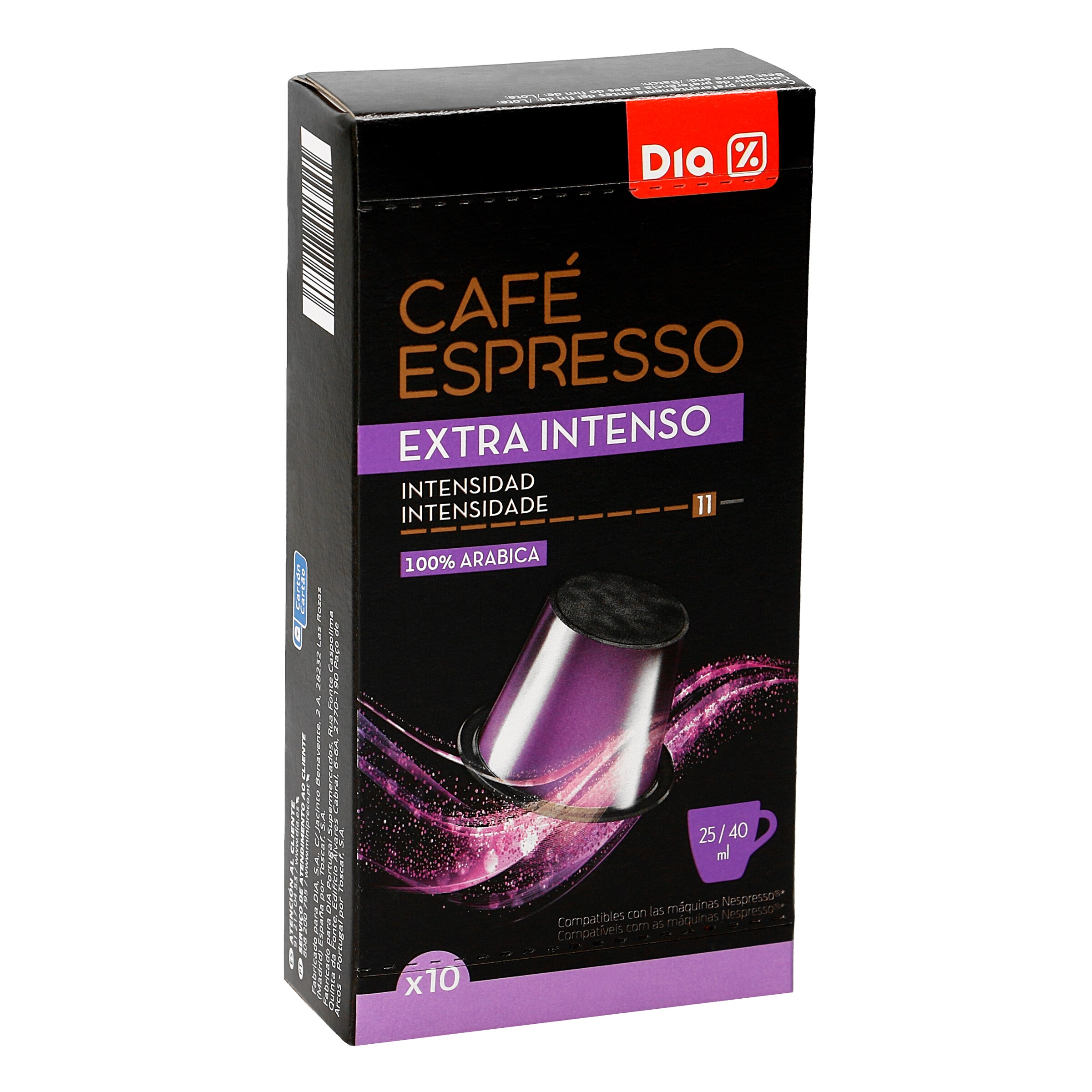 DIA café expresso extra intenso 10 cápsulas caja 53 gr