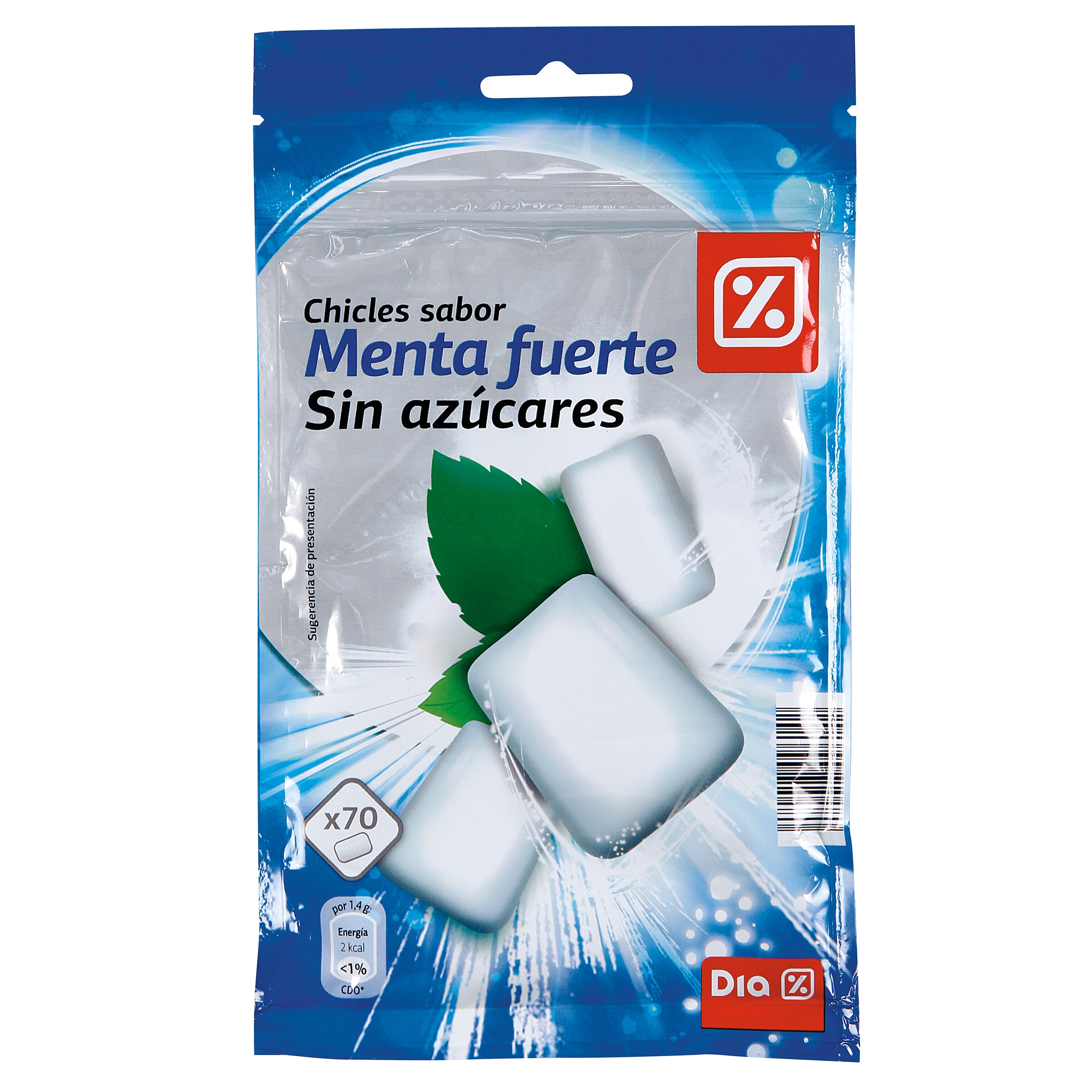 DIA chicle sabor menta fuerte sin azúcares bolsa 98 gr