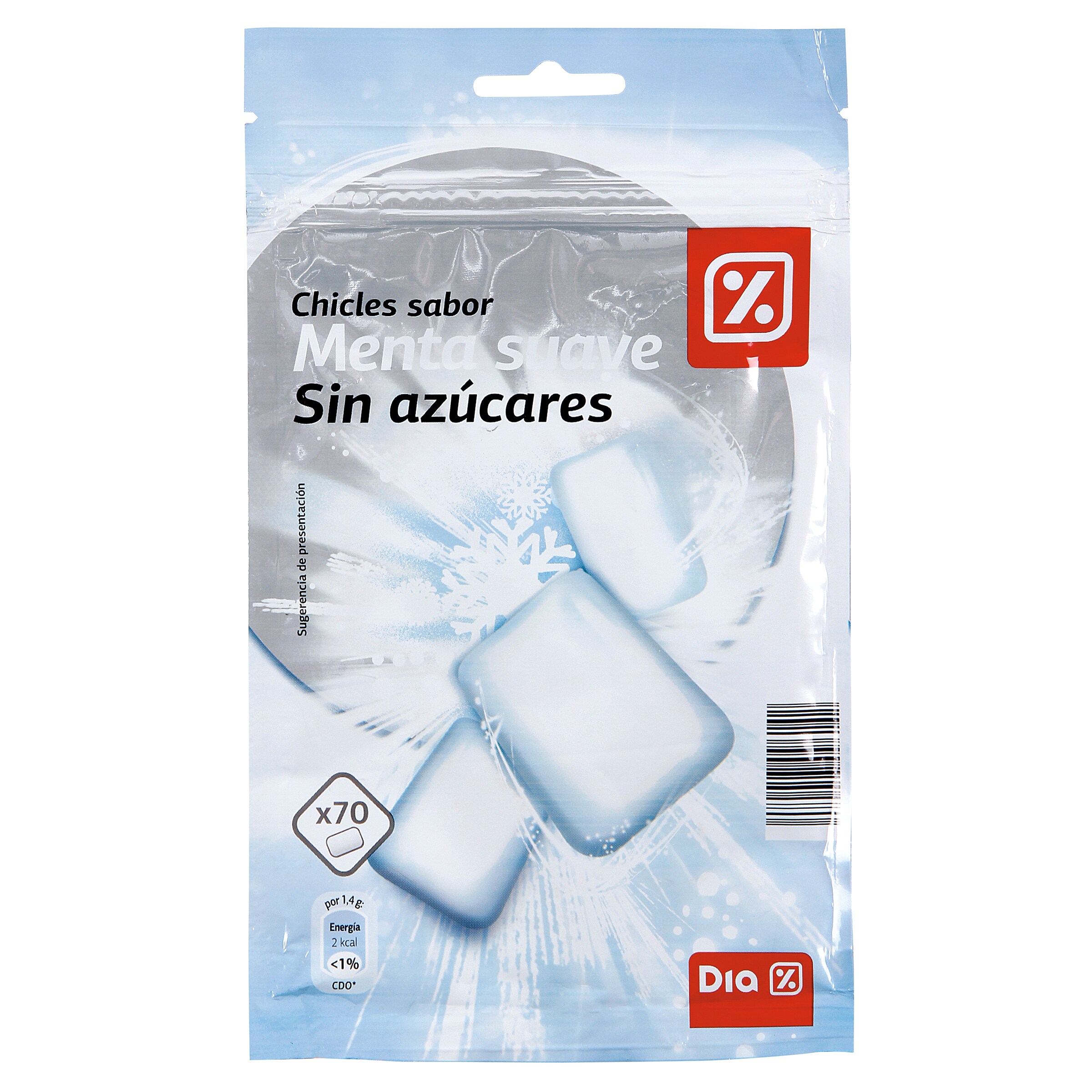 DIA chicle grageas sabor menta suave sin azúcares bolsa 98 gr