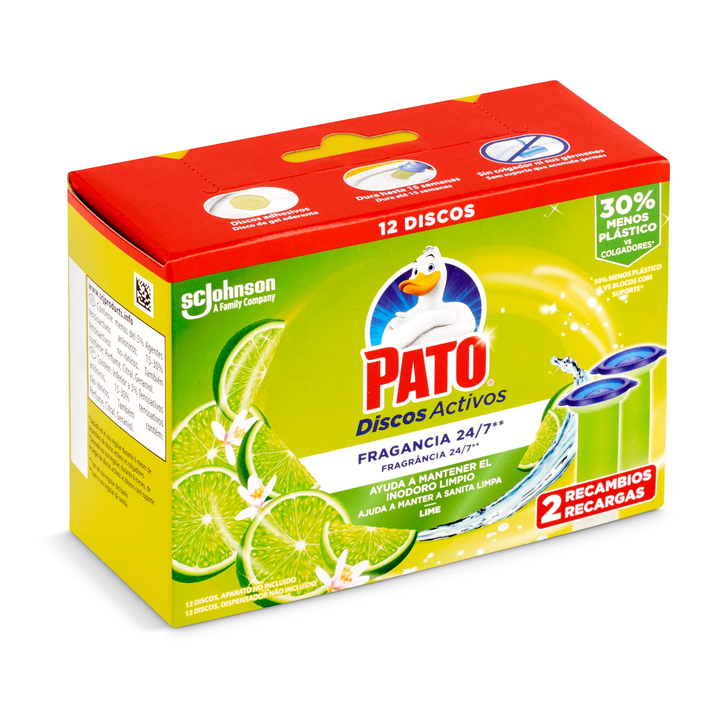 DISCOS ACTIVOS PATO AROMA LIMA FRESCA 12 GR.