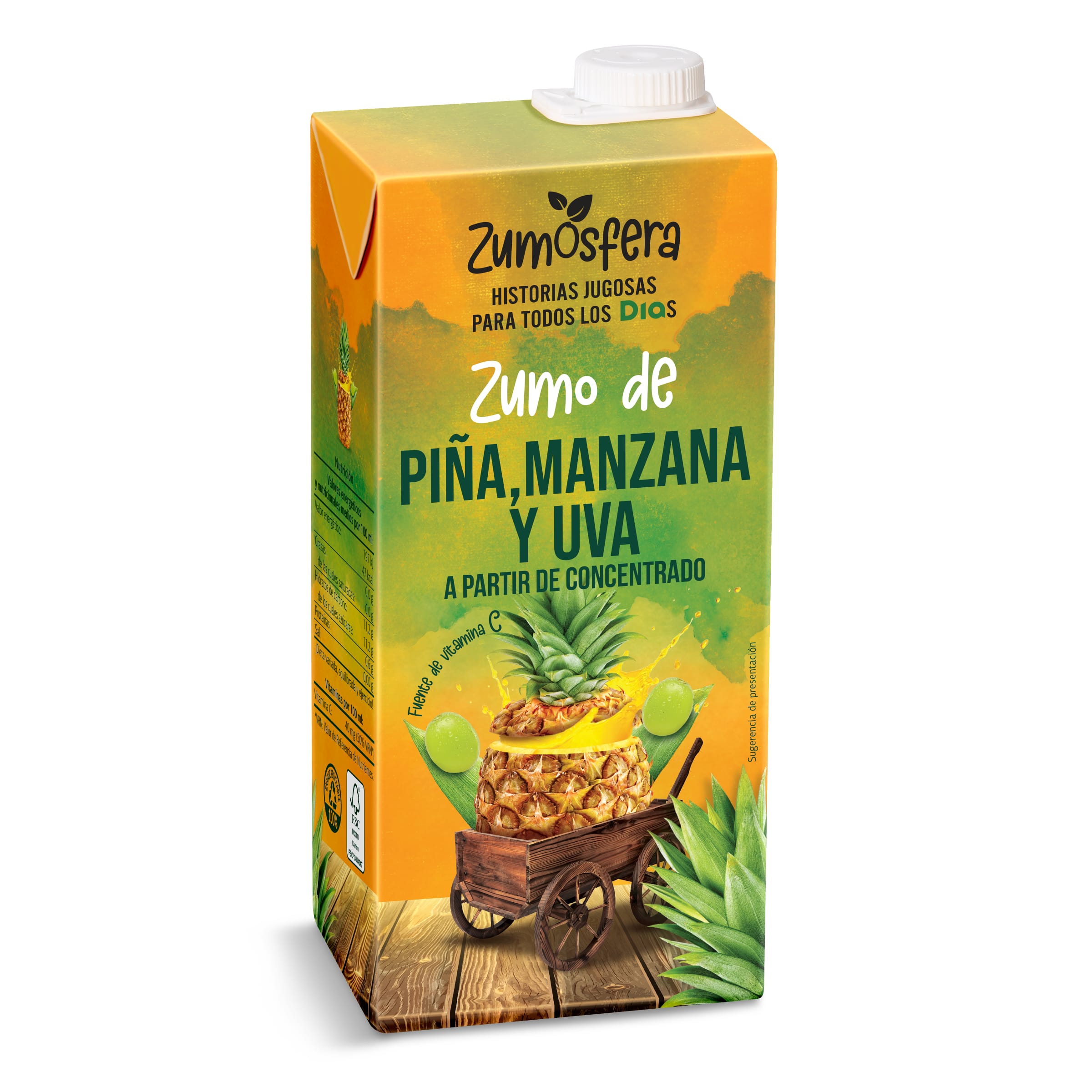 DIA ZUMOSFERA zumo piña, manzana y uva envase 1 lt