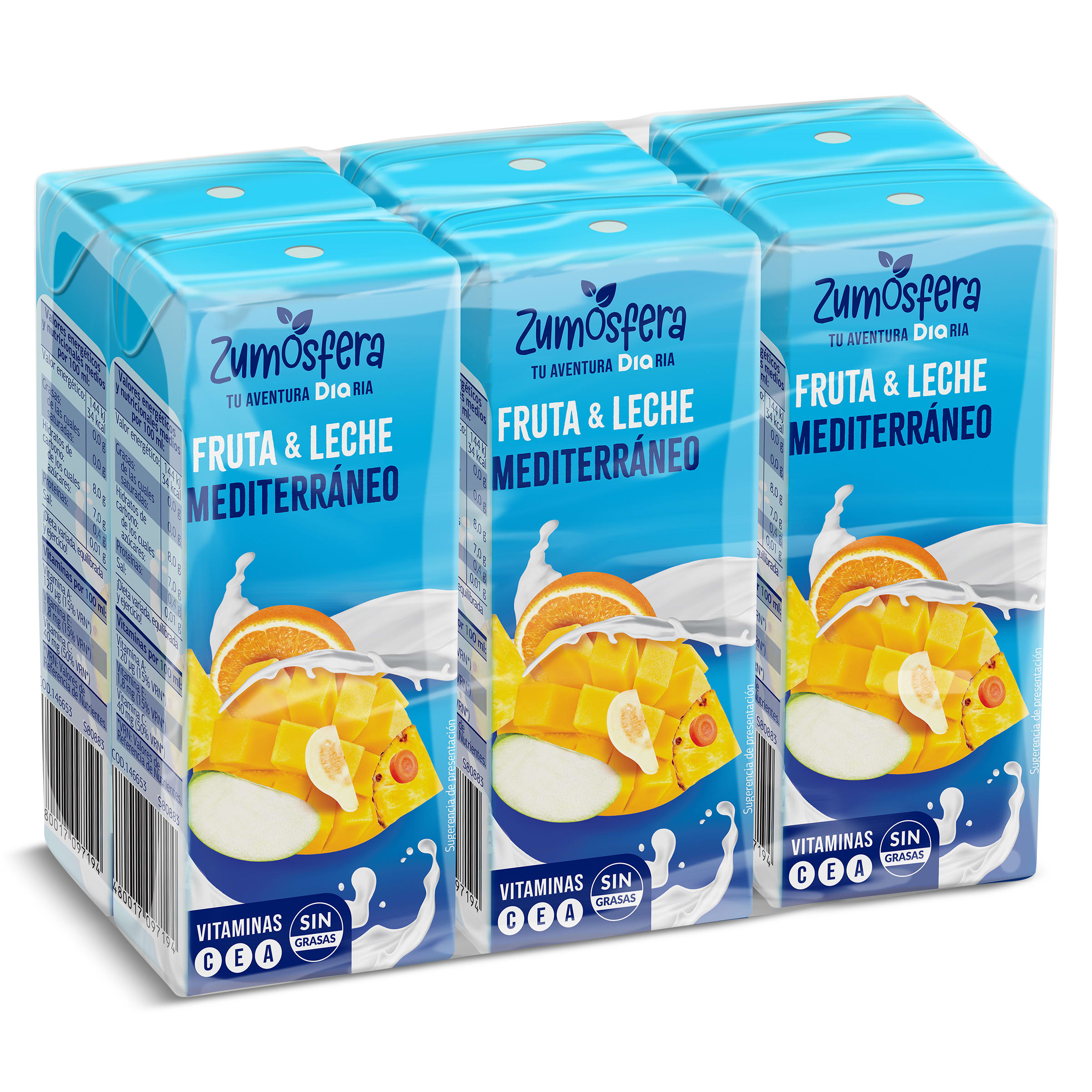 Bebida de frutas con leche mediterráneo Zumosfera brik 6 x 200 ml -  Supermercados DIA