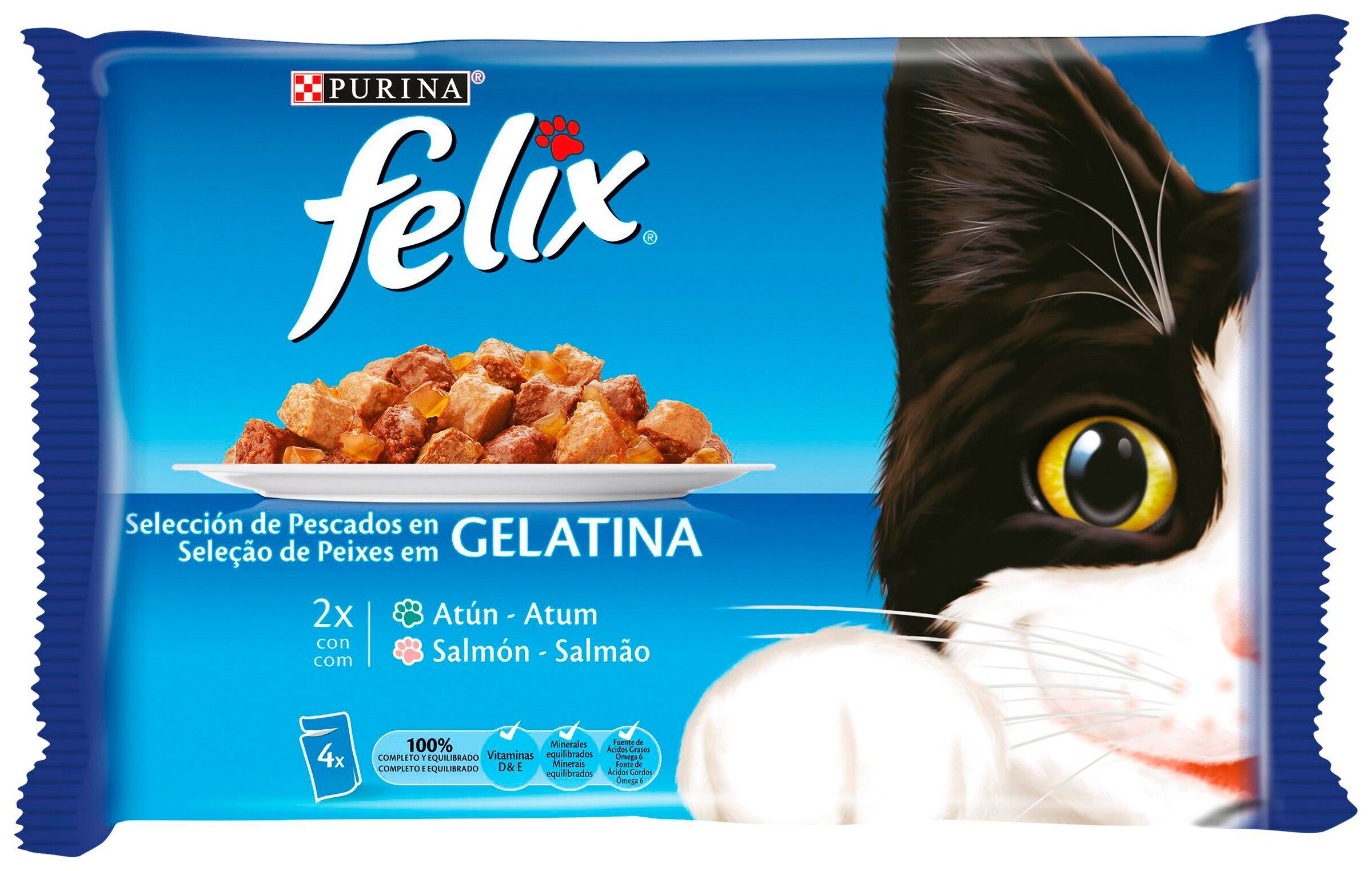 FELIX alimento para gatos en gelatina selección de pescados bolsa 4 x 100gr