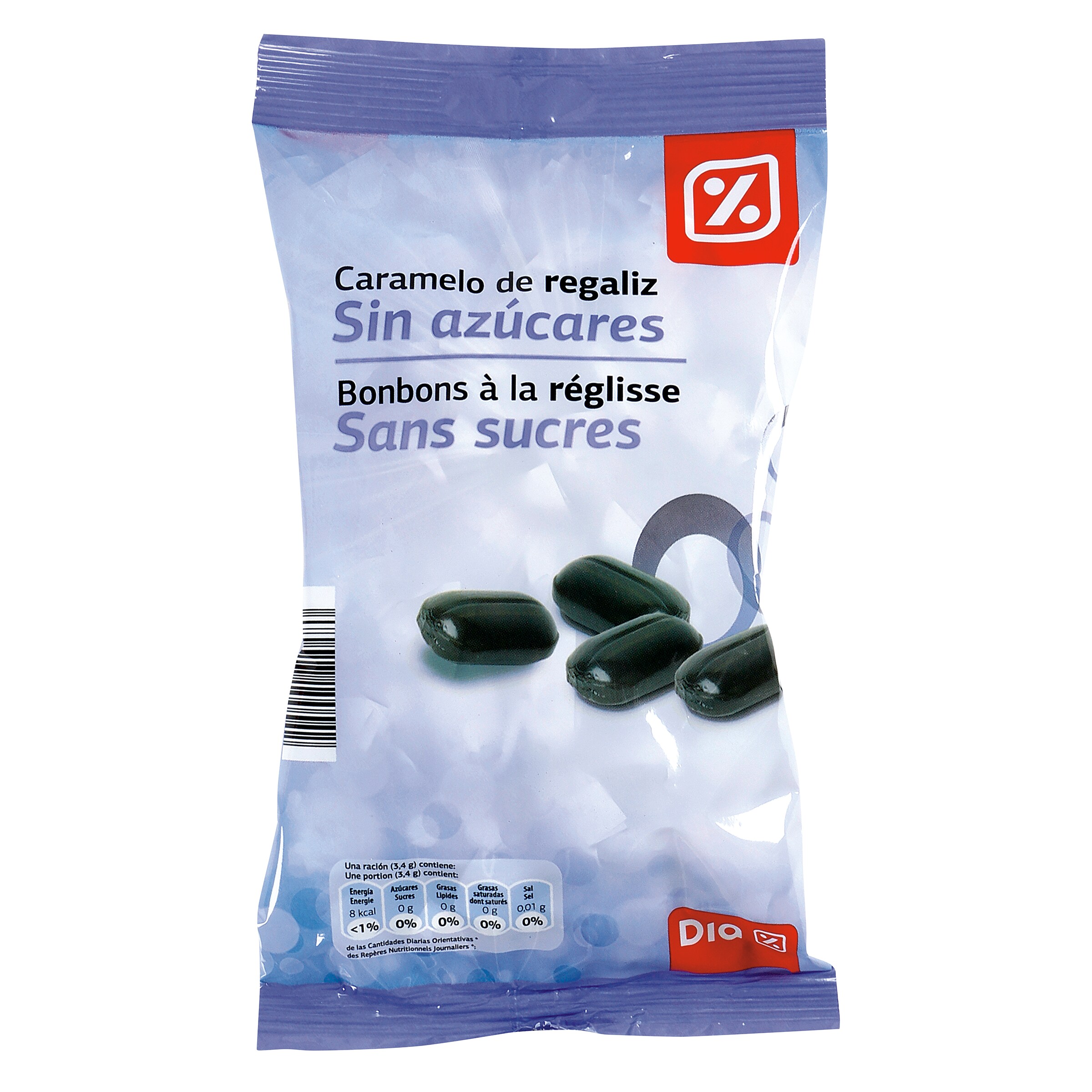 DIA caramelo sin azúcar sabor regaliz bolsa 200 gr