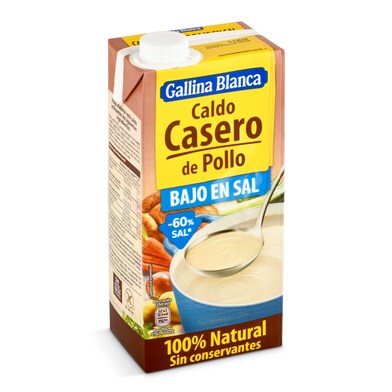 Caldo de pollo bajo en sal 100% natural Gallina Blanca brik 1 l-0