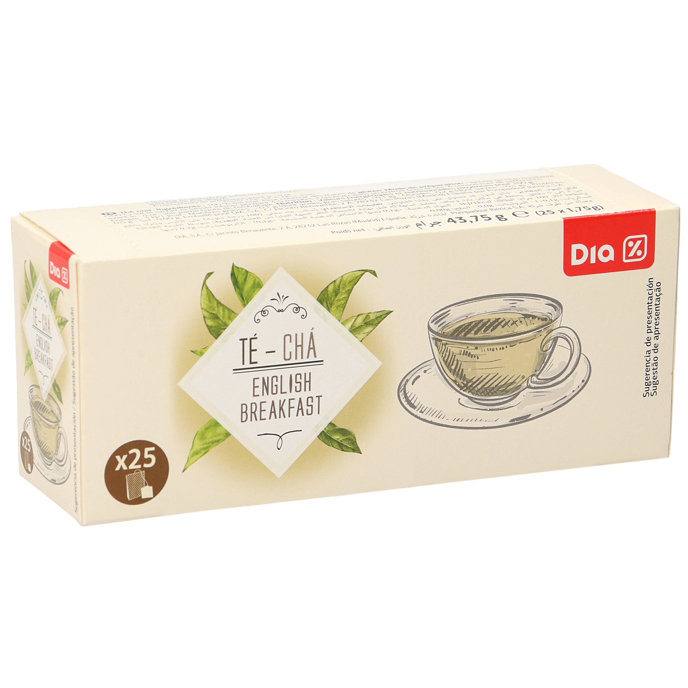 DIA té english breakfast estuche 25 bolsitas