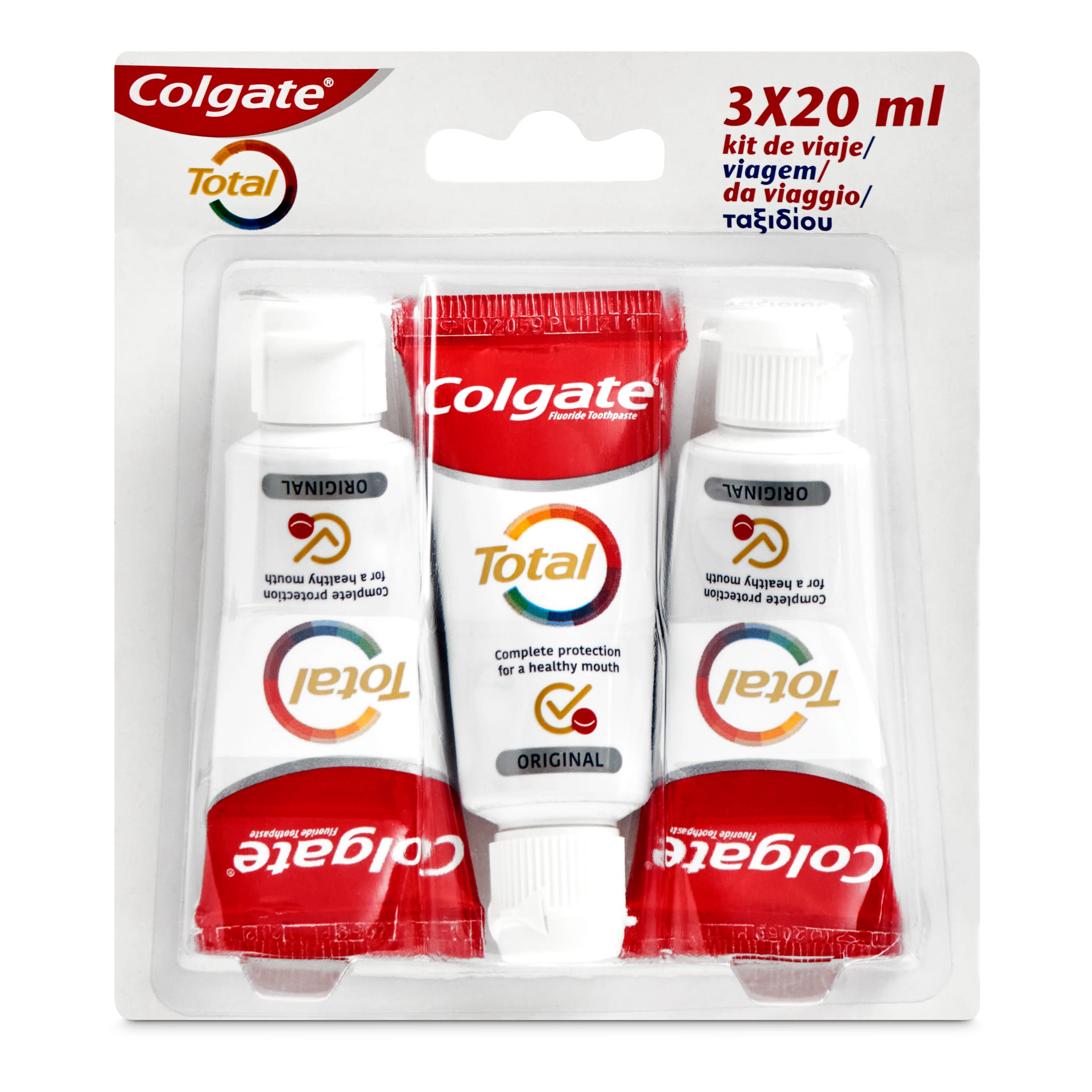 COLGATE Total pasta dentífrica original formato viaje pack 3 x 19 ml