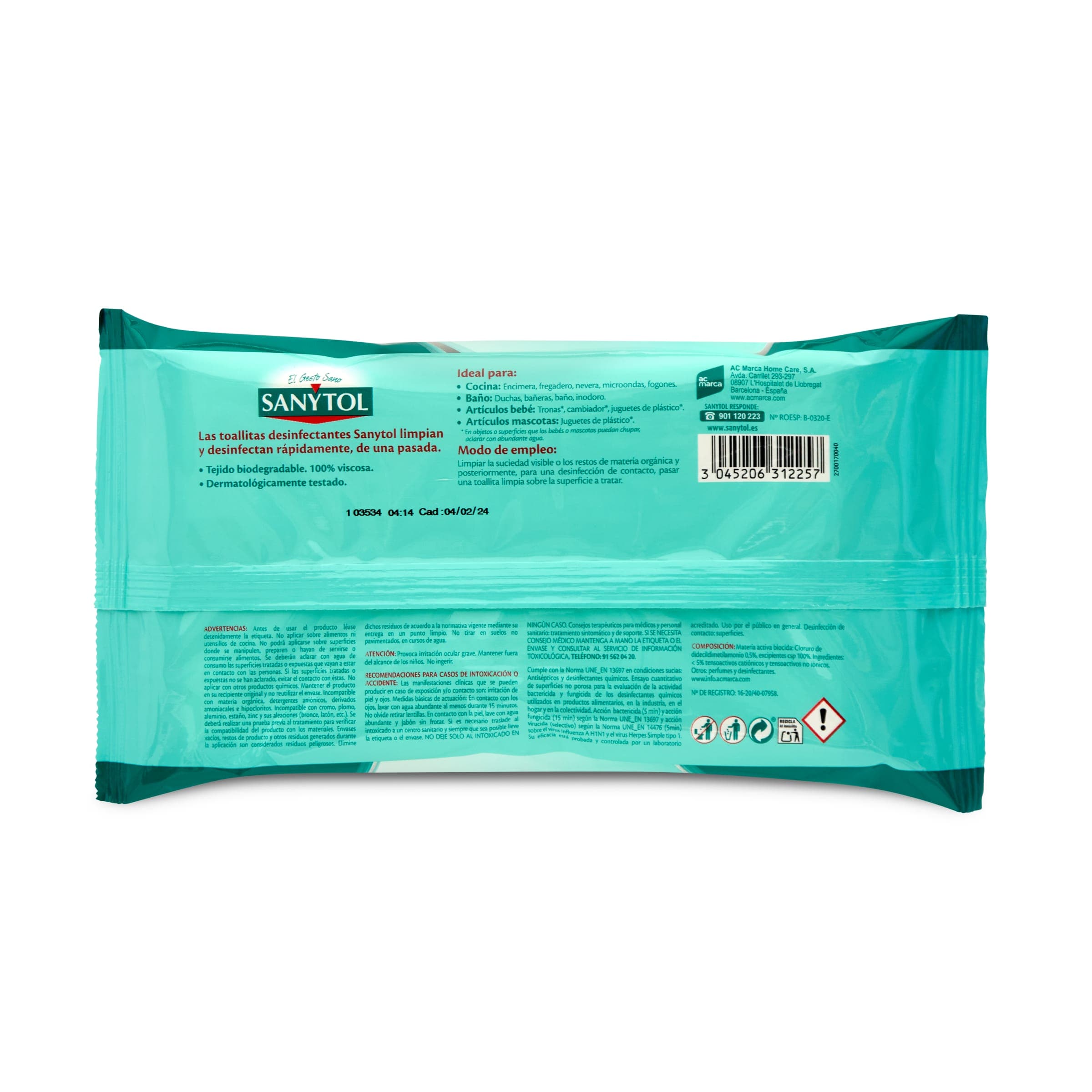 Toallitas desinfectantes Sanytol bolsa 30 unidades - Supermercados DIA