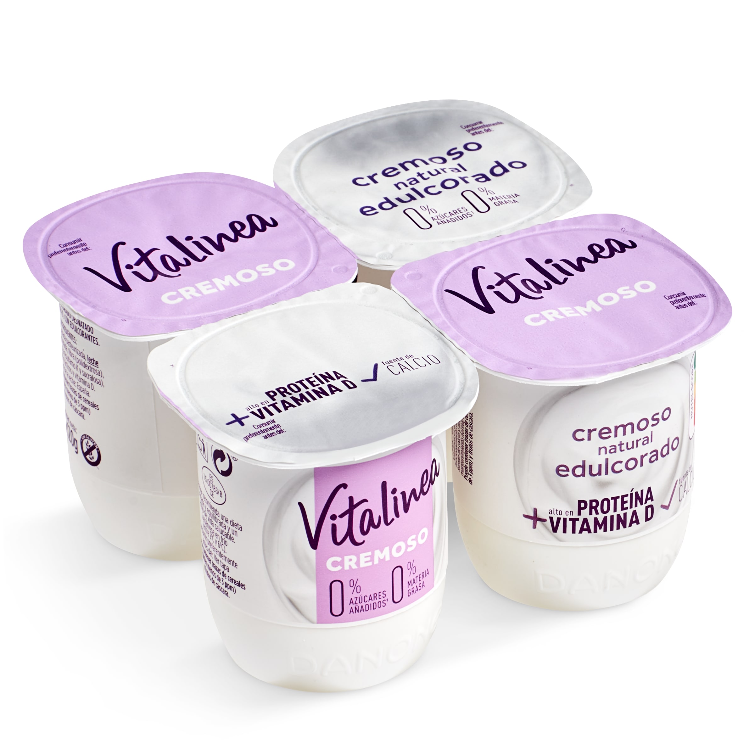 DANONE VITALINEA yogur cremoso natural edulcorado pack 4 unidades 120 gr