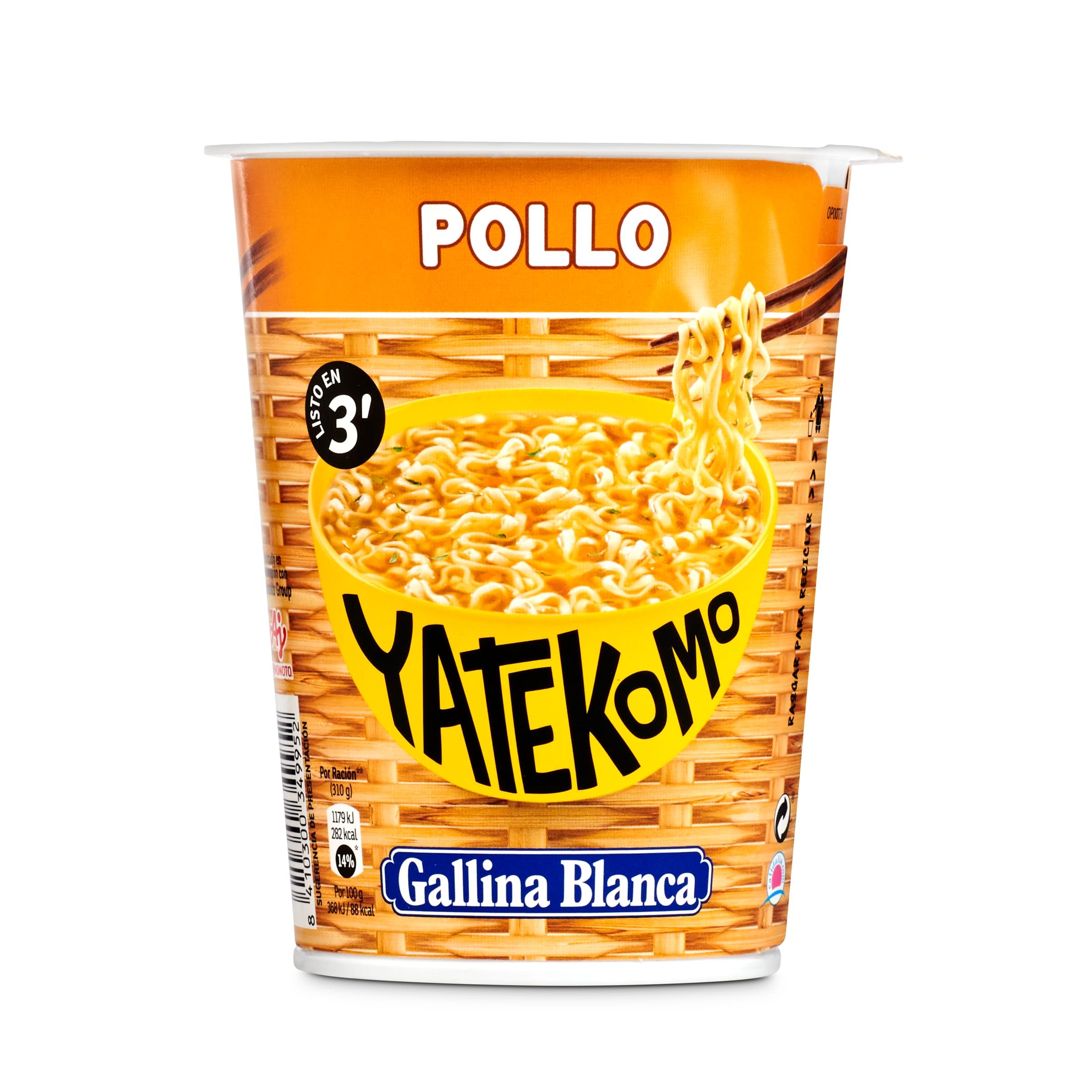 GALLINA BLANCA fideos orientales yatekomo pollo vaso 60 gr