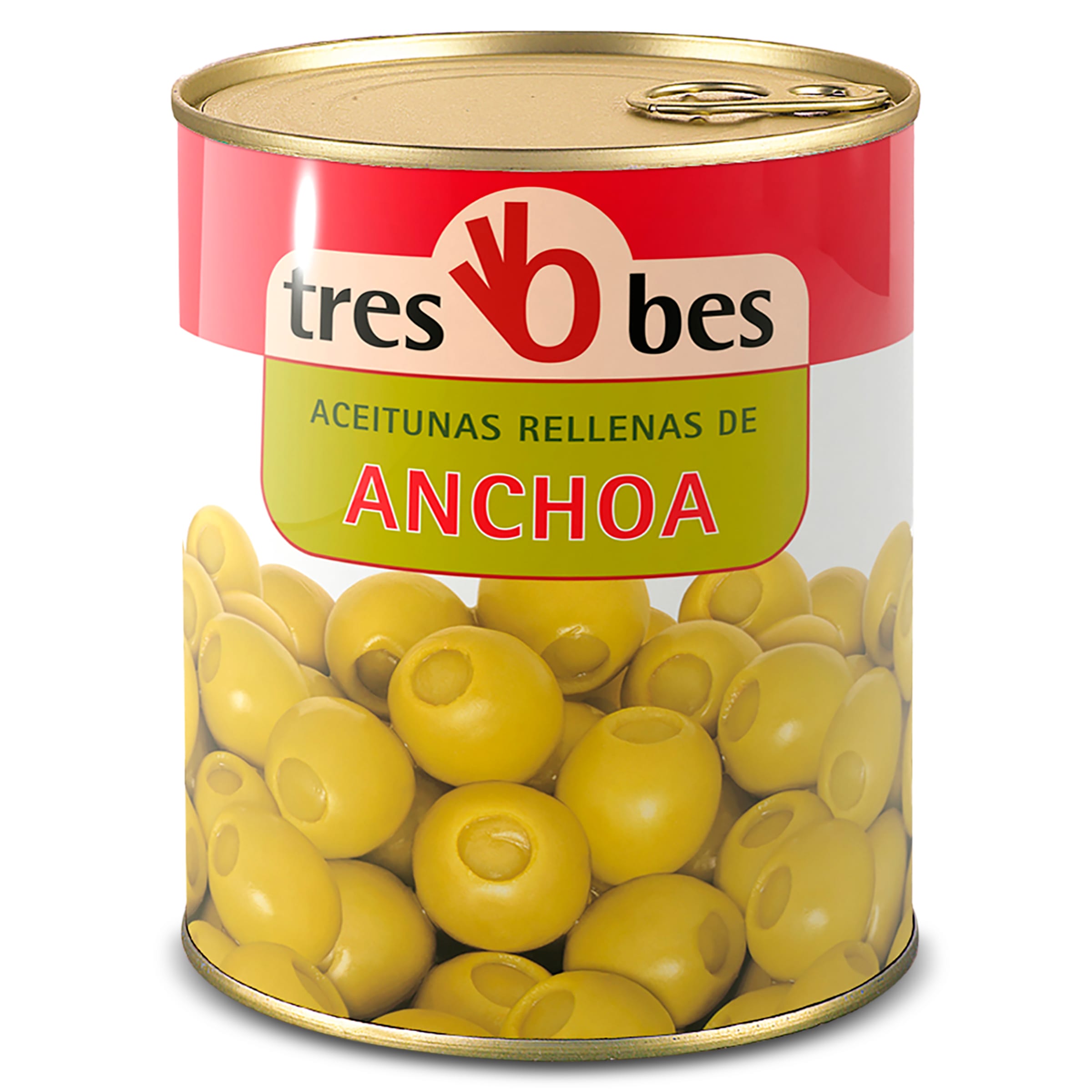 TRES BES aceitunas rellenas de anchoa lata 345 gr